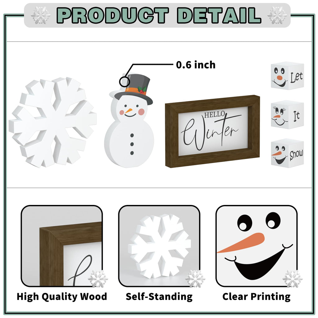 Merry & Bright: 6-Piece Wooden Winter Table Decor Set