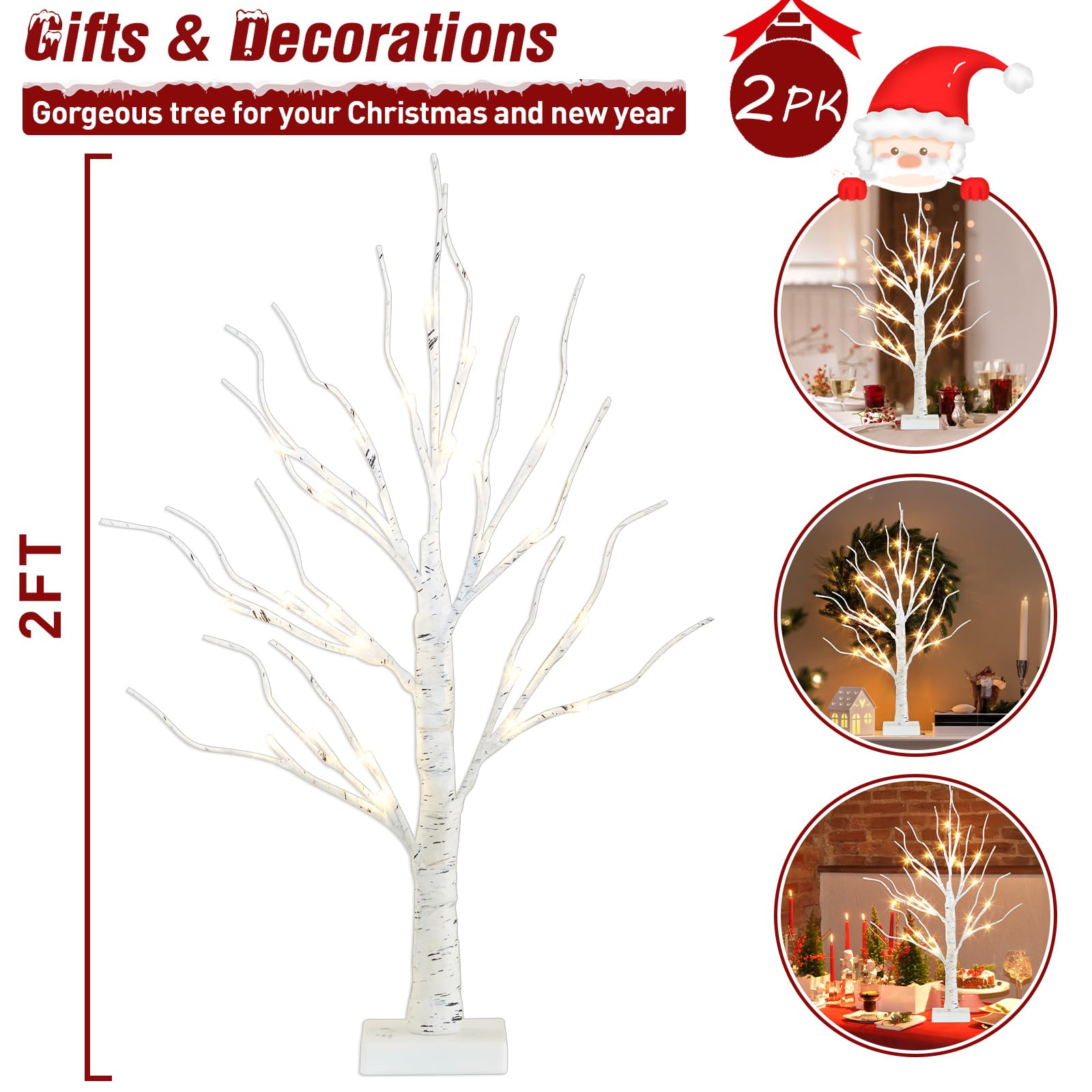 Merry & Bright White Lighted Mini Tree – 2FT