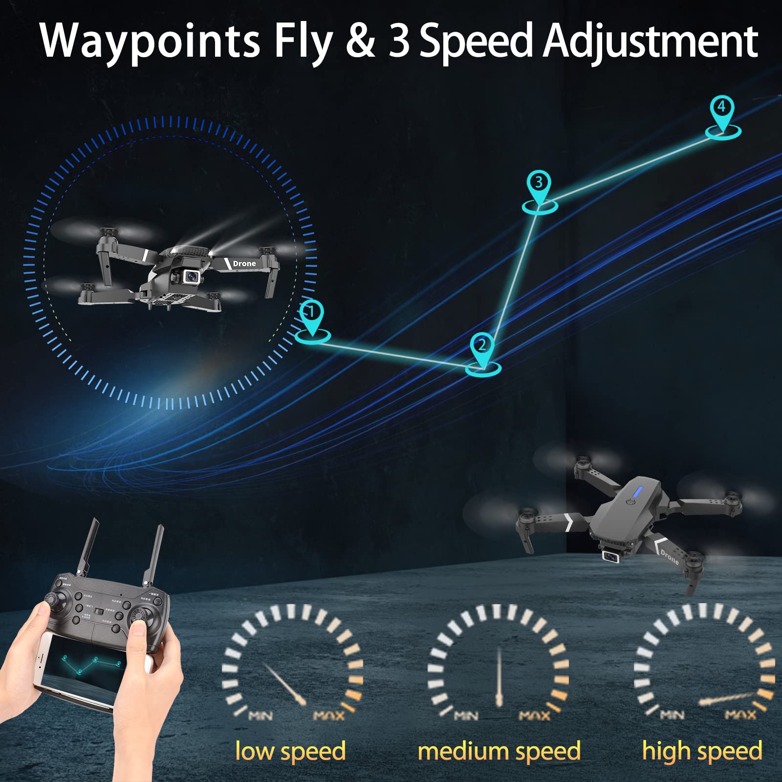 Merry & Bright: 1080P HD Foldable Drone – Dual Battery, Live Video & Carrying Case