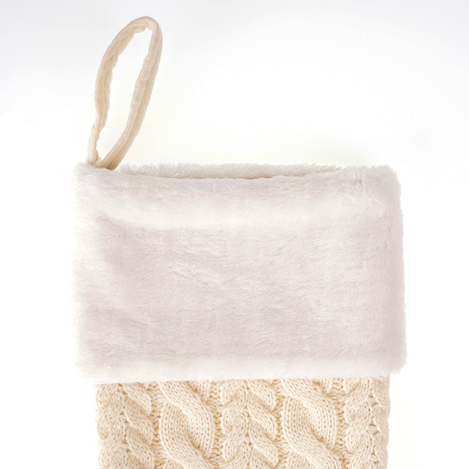 Merry & Bright  White Knit Christmas Stocking – Large Holiday Decor
