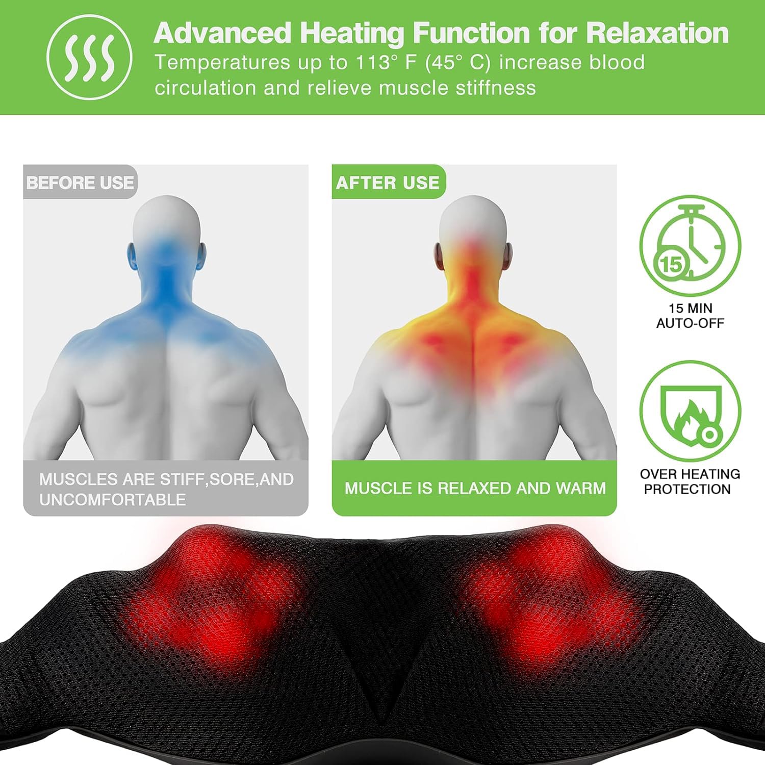 Merry & Bright Neck & Shoulder Massager – Deep Tissue with Heat