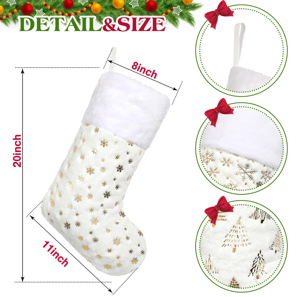 Merry & Bright White Christmas Stockings Set of 6