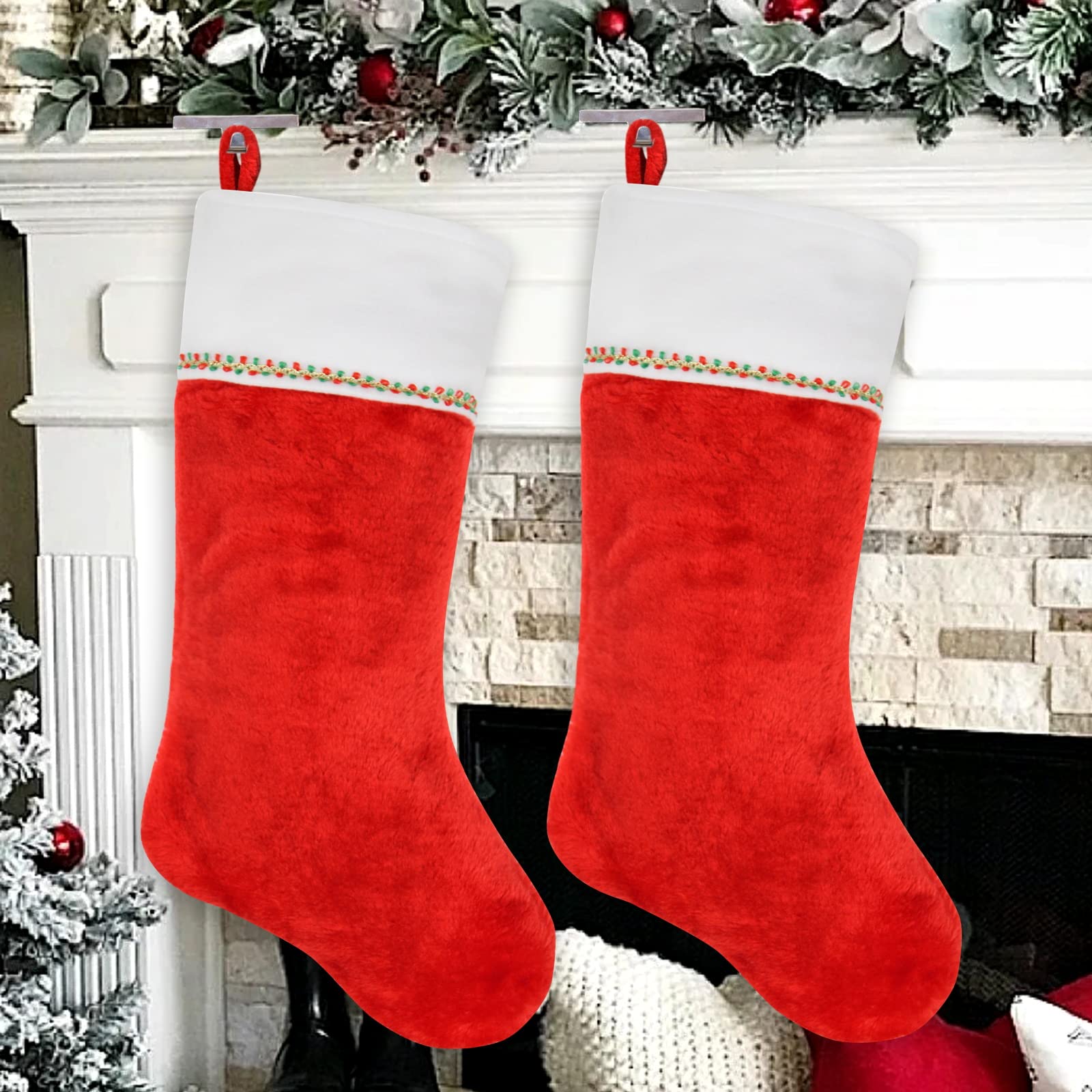 Merry & Bright  17" Plush Christmas Stocking