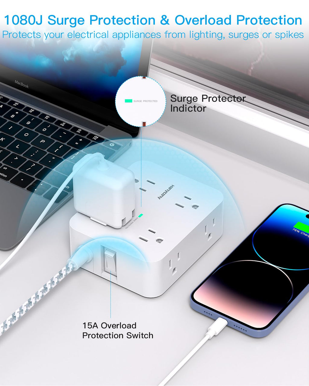 Merry & Bright Surge Protector Power Strip