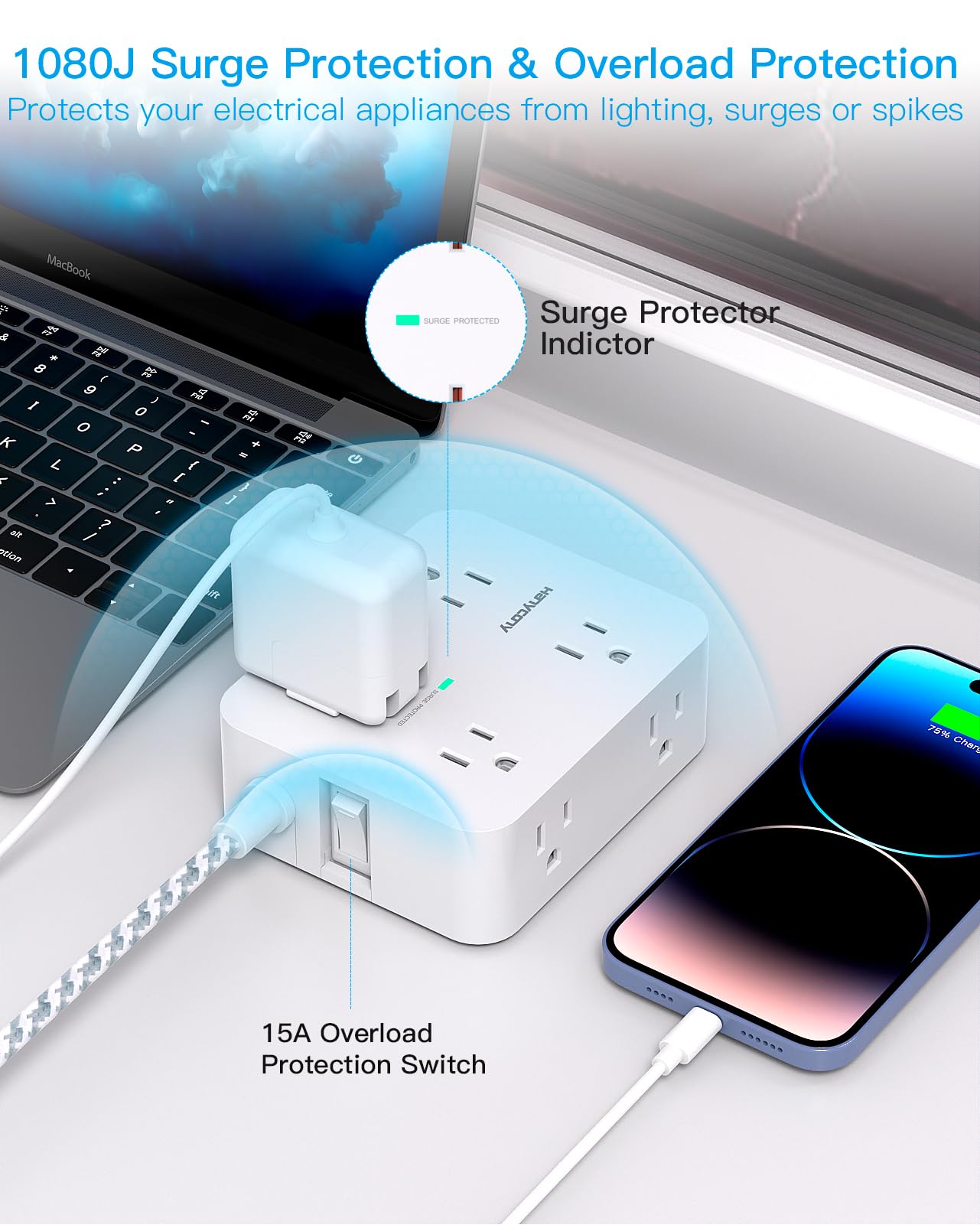 Merry & Bright Surge Protector Power Strip