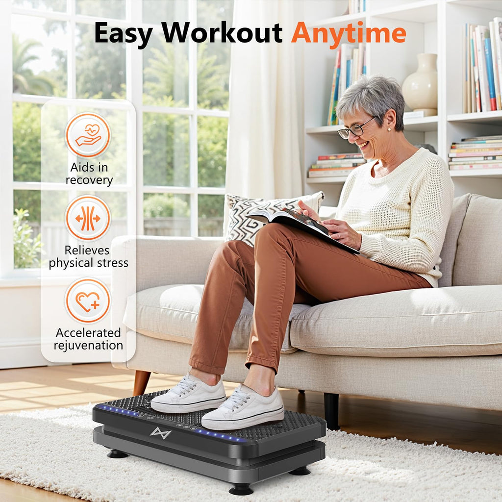 Merry & Bright  Whole Body Vibration Plate with Resistance Bands – Home Fitness & Muscle Sculpting Machine
