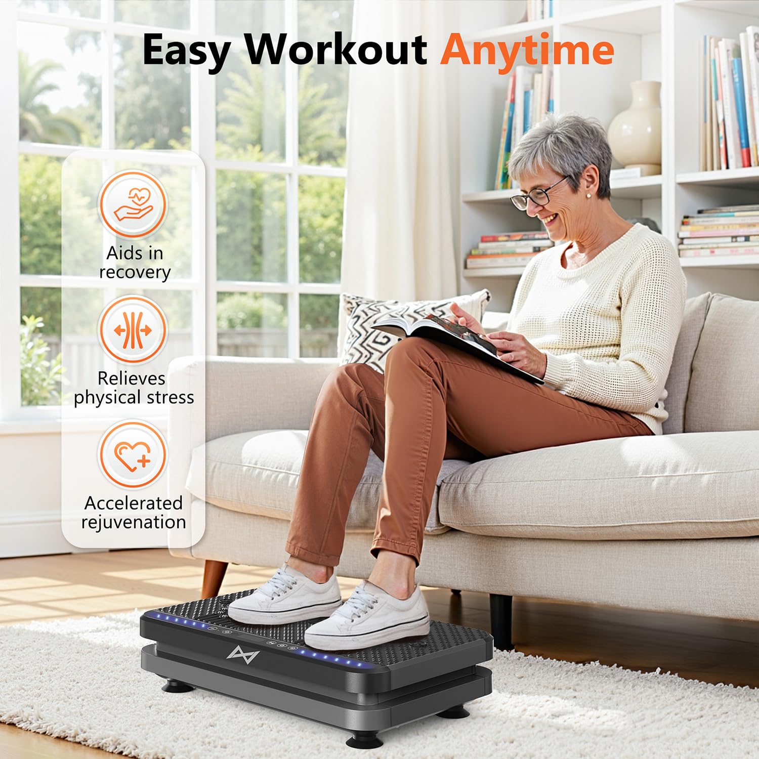 Merry & Bright  Whole Body Vibration Plate with Resistance Bands – Home Fitness & Muscle Sculpting Machine