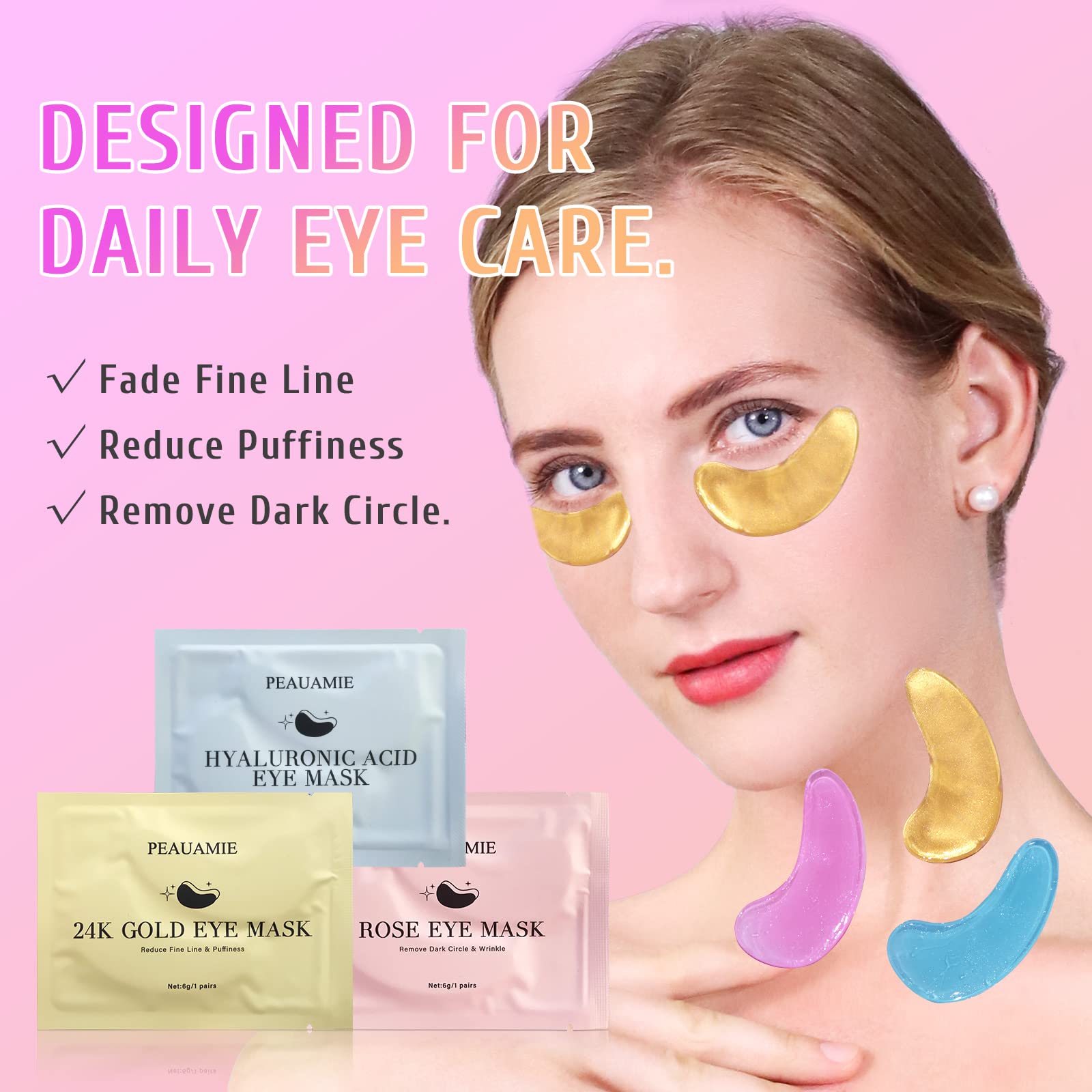 Merry & Bright Under Eye Patches Gold and Hyaluronic Acid for puffy eyes