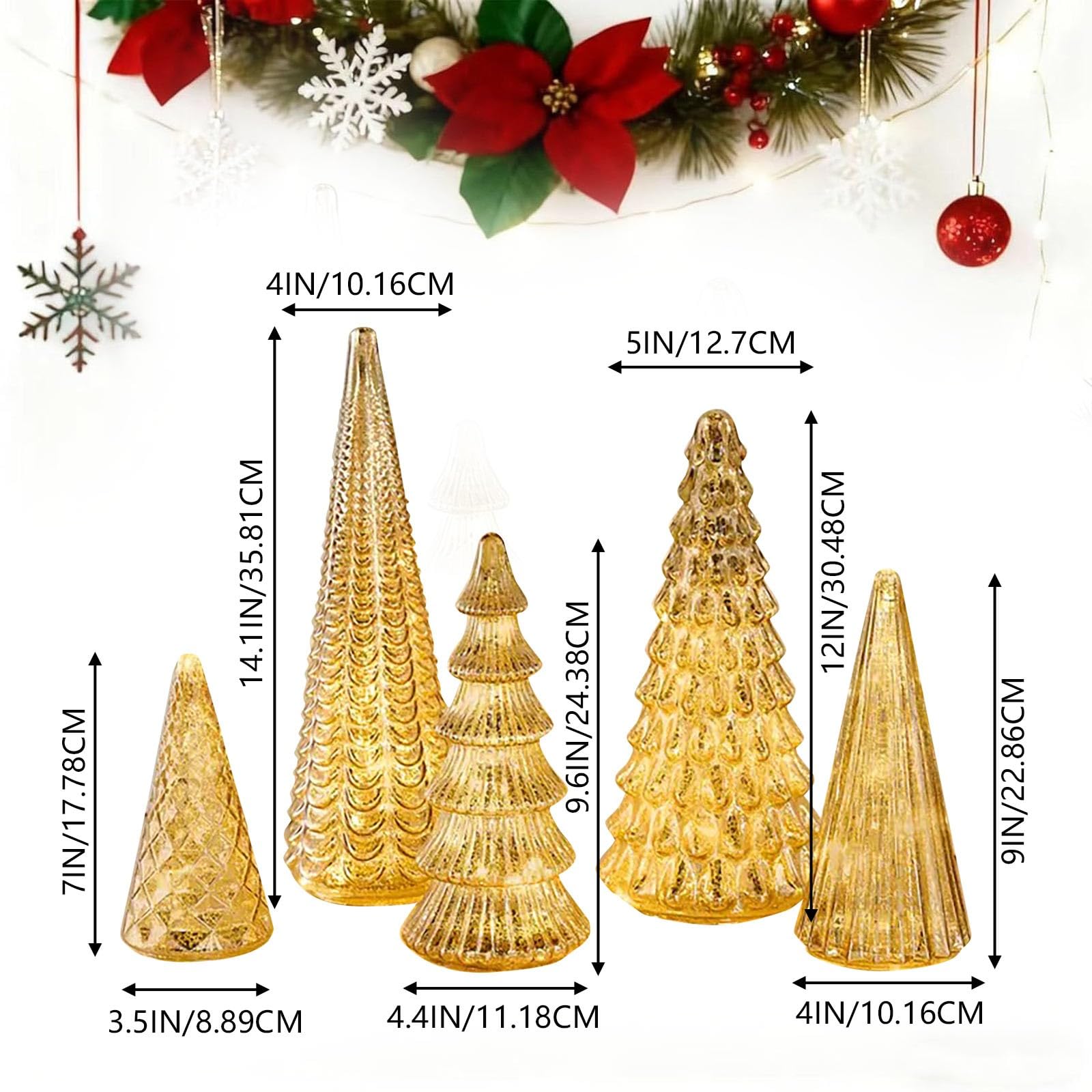 Merry & Bright: Light-Up Acrylic Christmas Tree Set (5 Pieces, 3.5”–14”)
