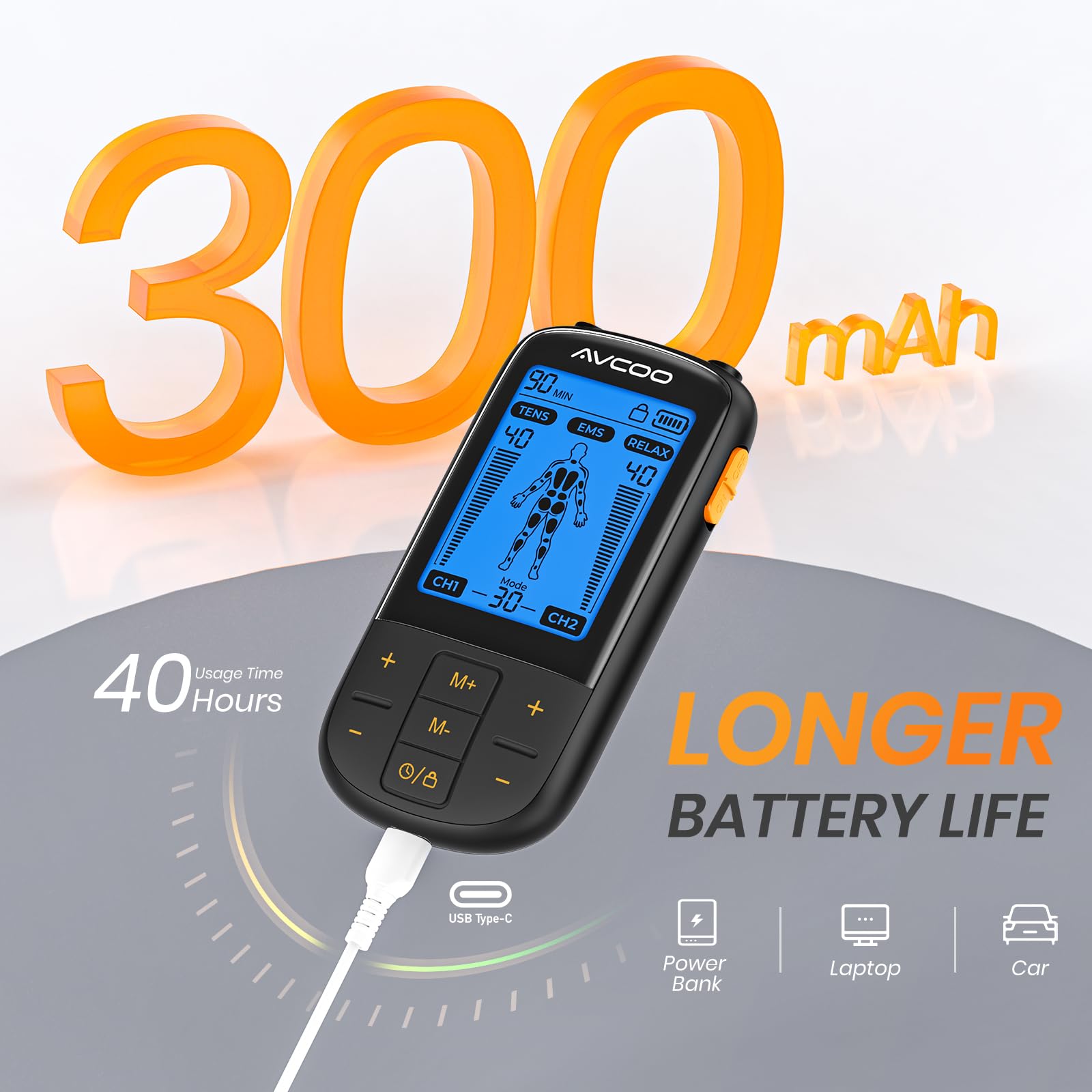 Merry & Bright 3-in-1 TENS & EMS Muscle Stimulator – Rechargeable Dual-Channel Device