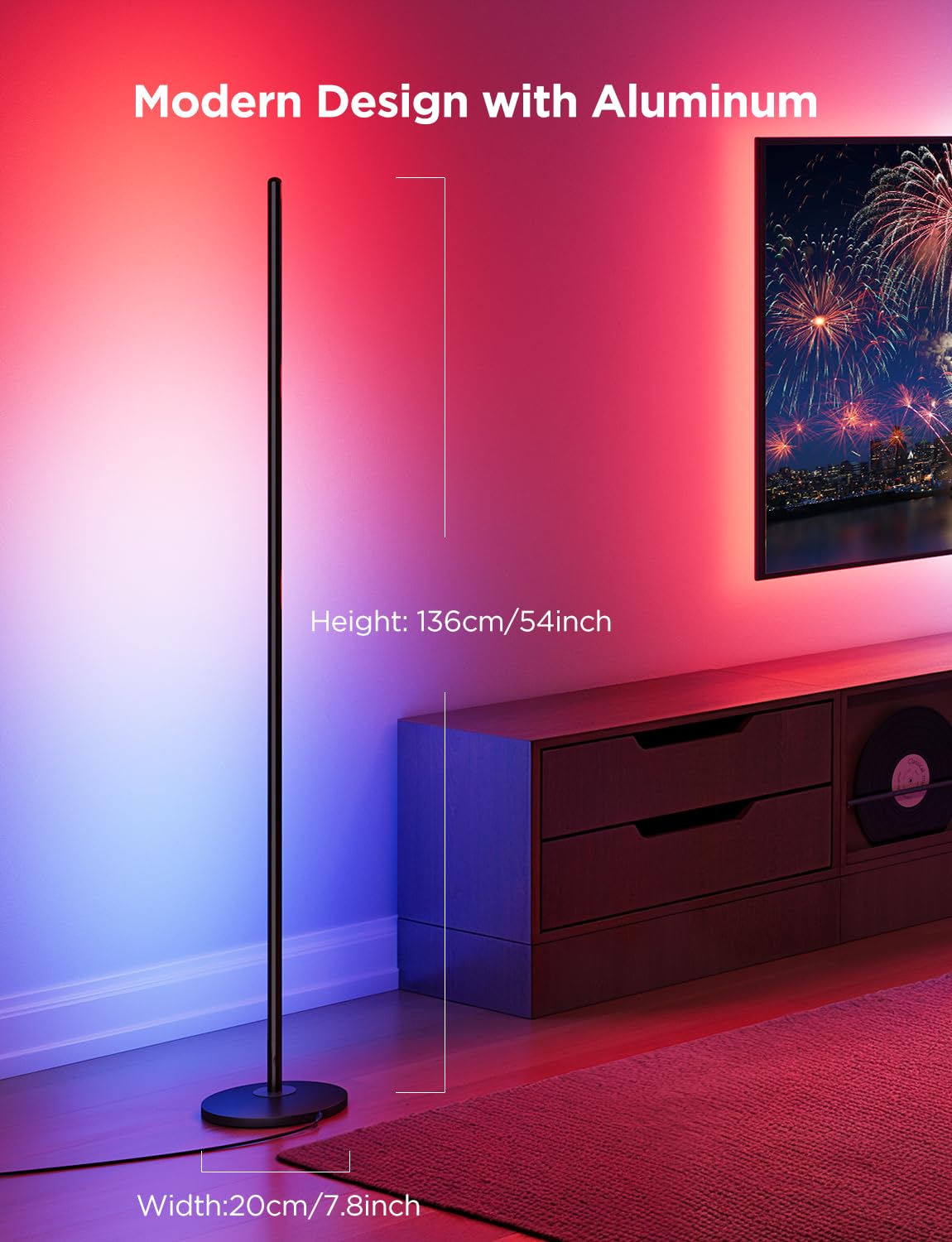 Merry & Bright LED Floor Lamp – Black, Smart Color-Changing