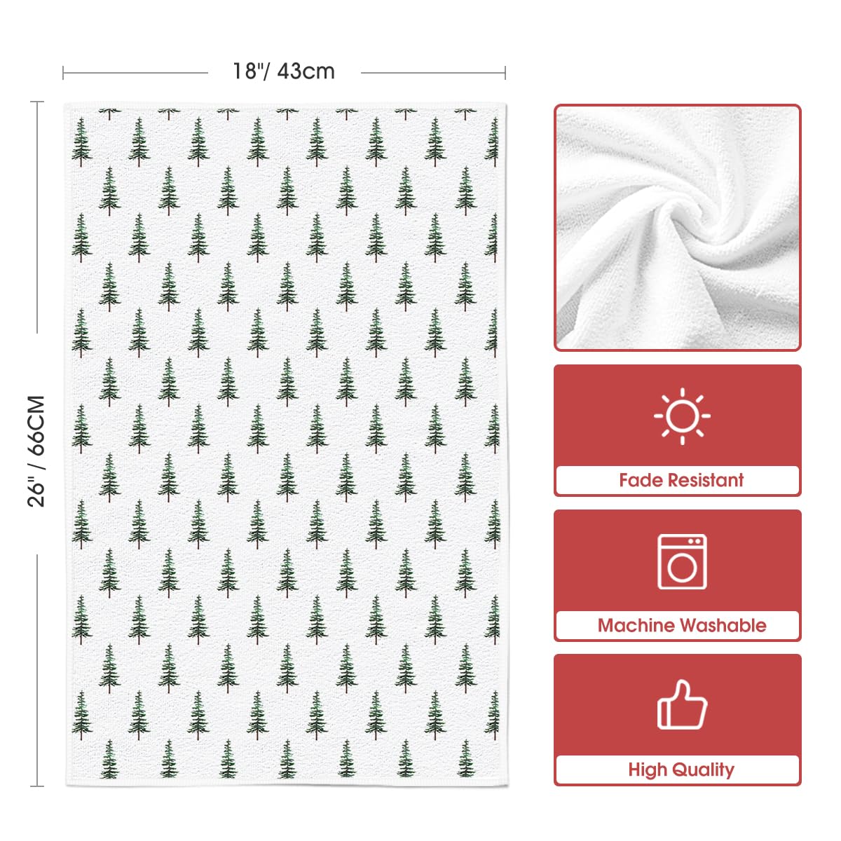 Merry & Bright: Green Christmas Dish Towels – Set of 2 Holiday Kitchen Towels 18 x 26 Inch