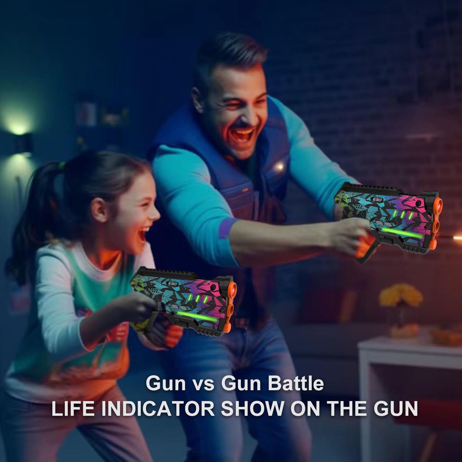 Merry and Bright 2-Pack Cyberpunk Laser Tag Gun & Vest Set – Black