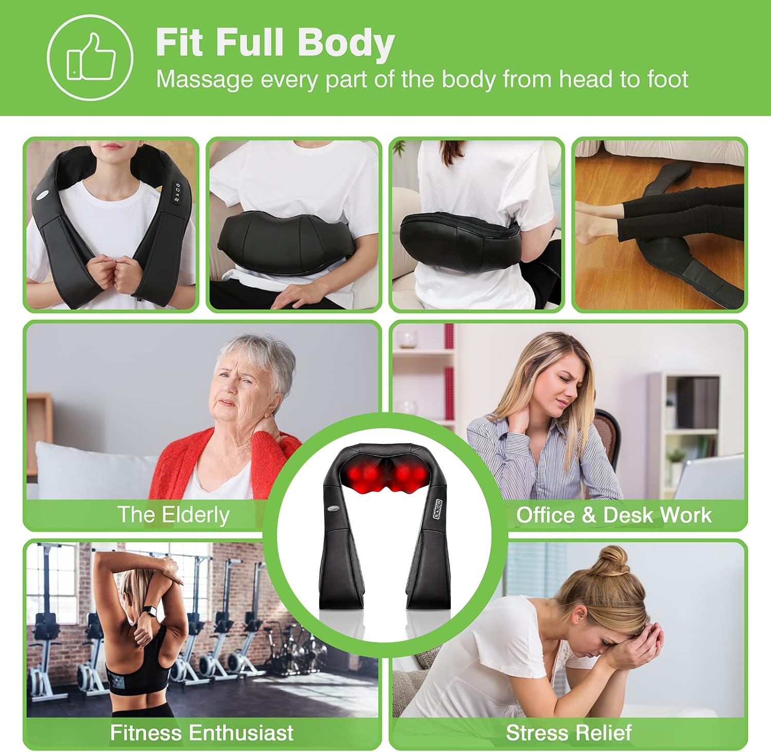 Merry & Bright Neck & Shoulder Massager – Deep Tissue with Heat
