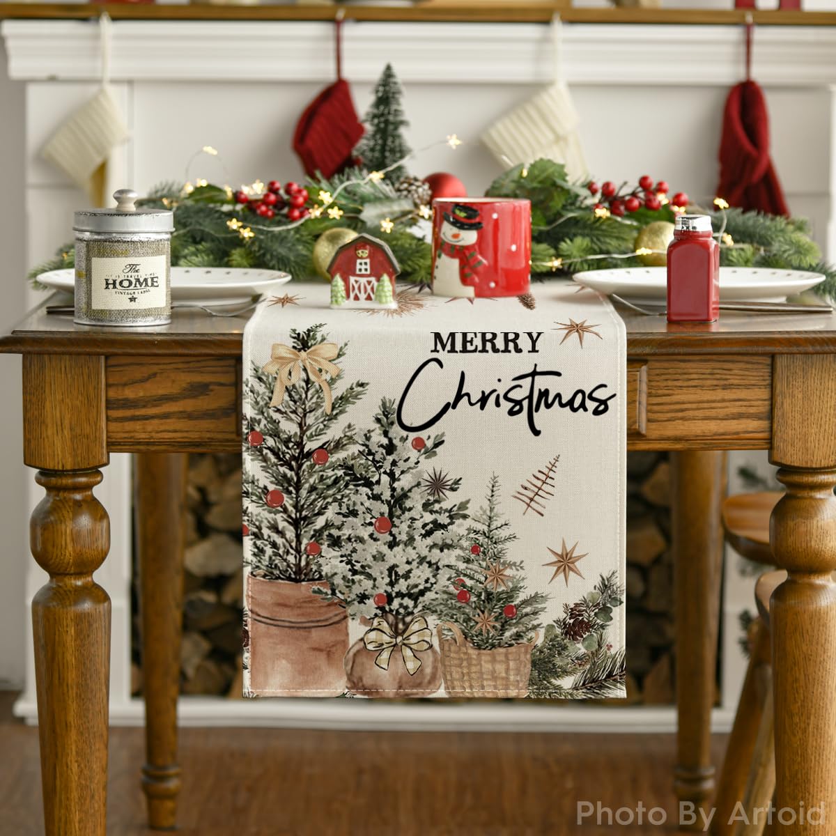 Merry & Bright: Beige Christmas Table Runner – Festive 13"x72" Decor