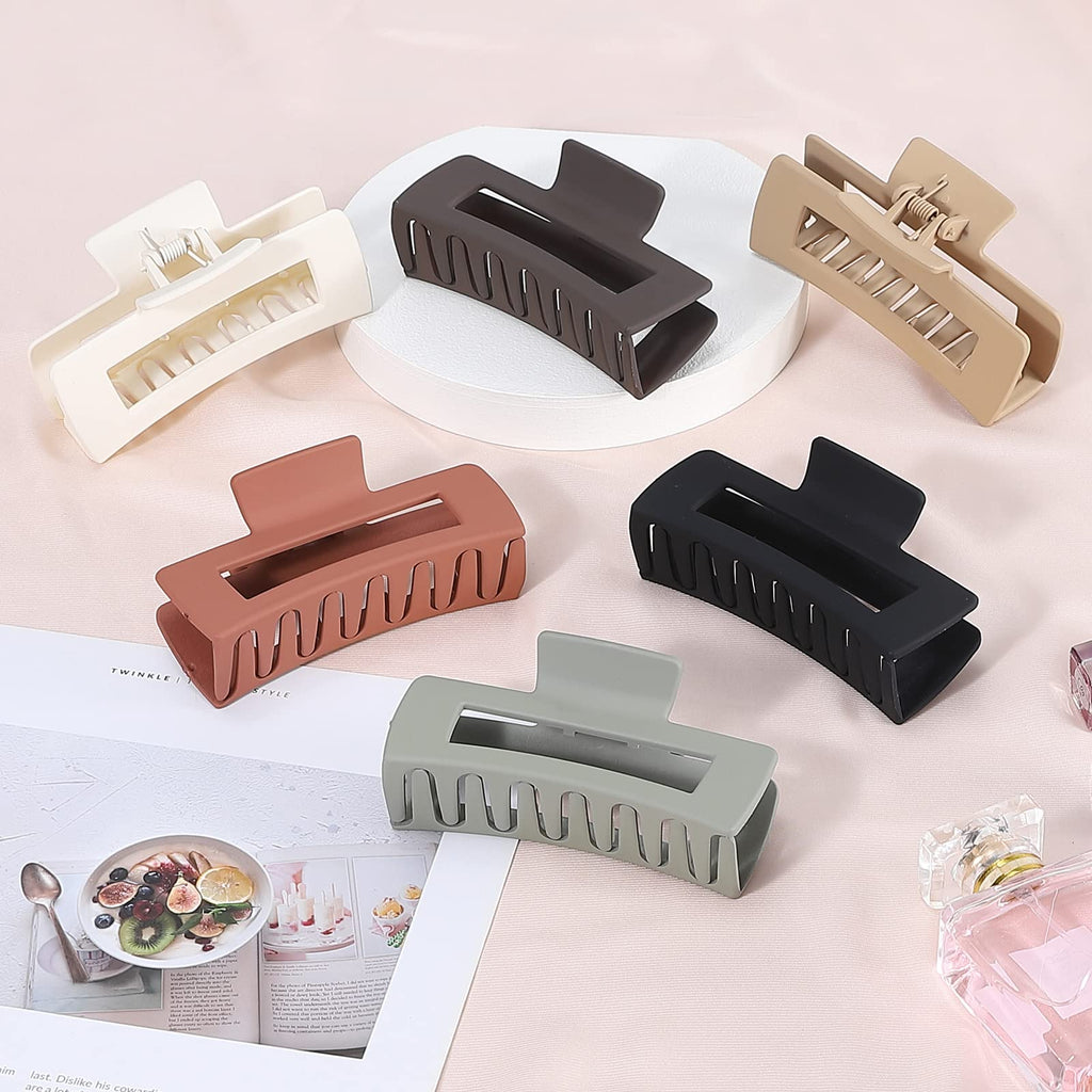 Merry & Bright 6-Pack Hair Claw Clips – Extra Large, Brown & Mixed Colors