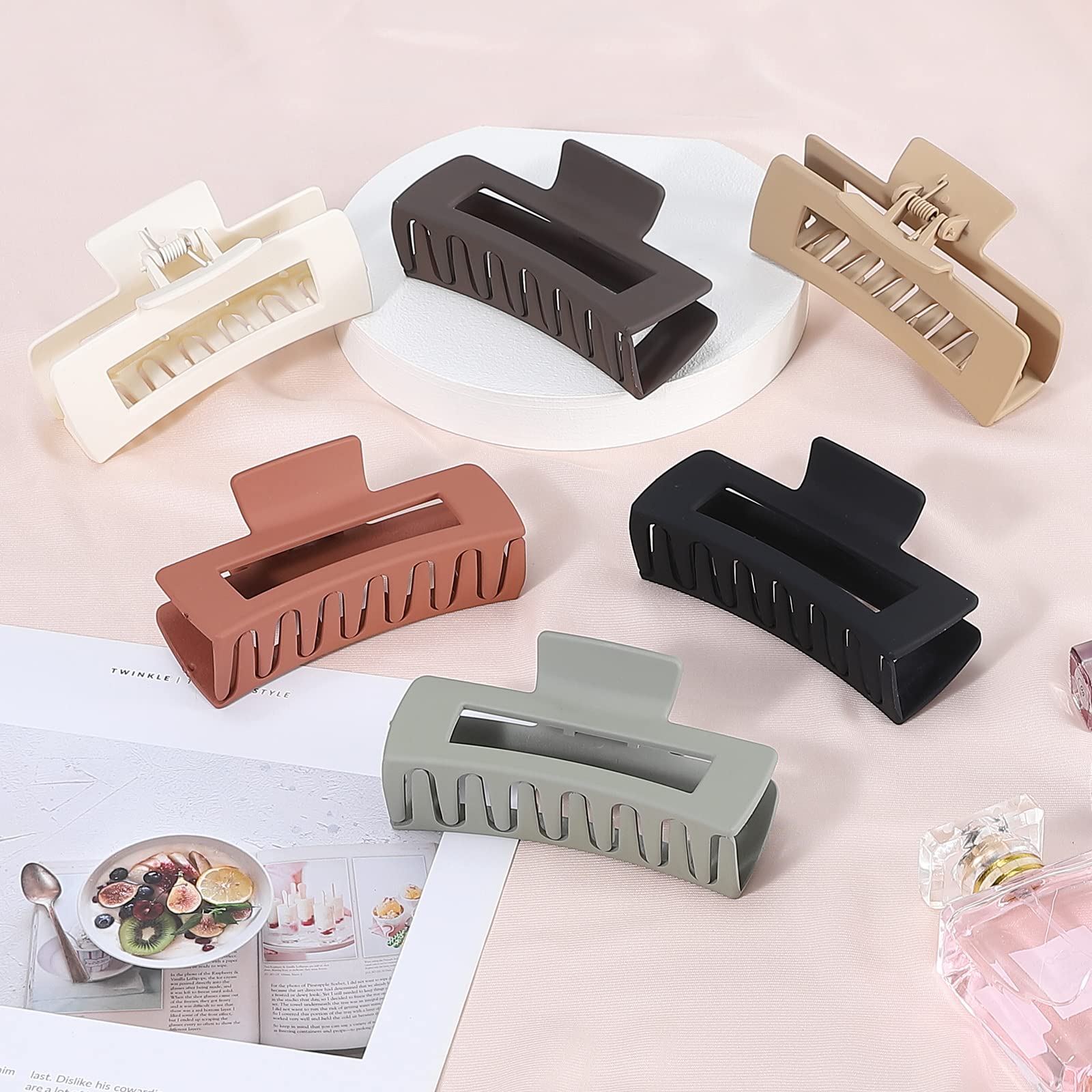Merry & Bright 6-Pack Hair Claw Clips – Extra Large, Brown & Mixed Colors