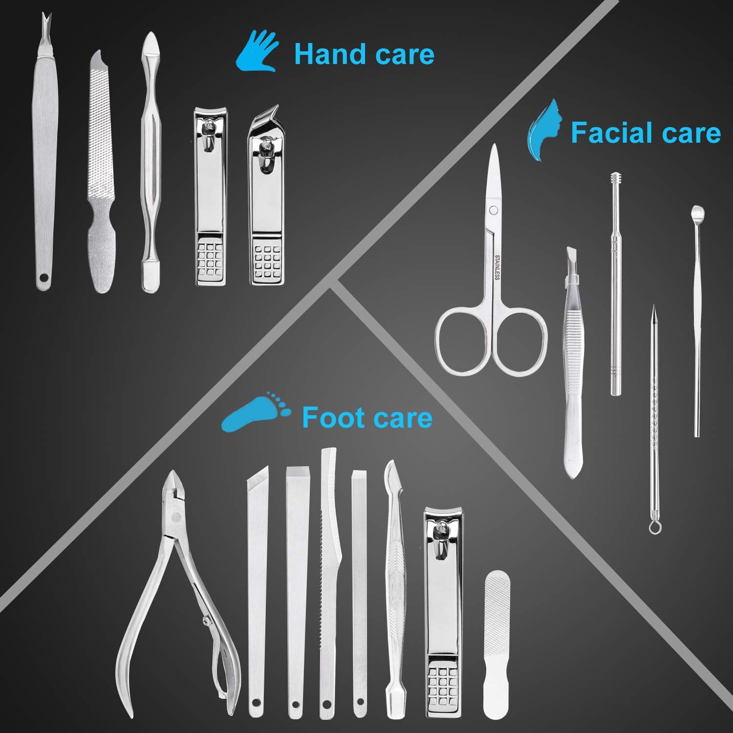 Merry & Bright 18-Piece Professional Manicure & Grooming Kit – Travel Leather Case