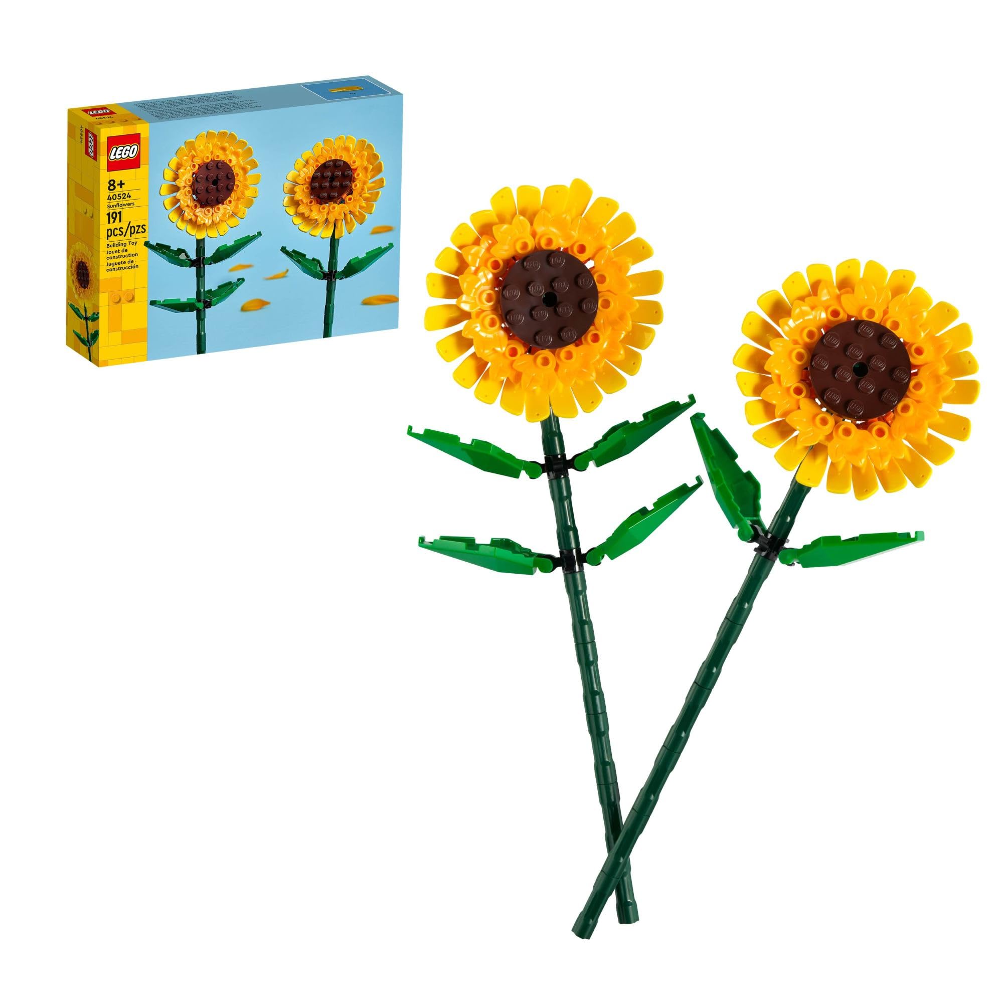 Merry & Bright LEGO Sunflowers Building Kit (40524) – 191 Pieces, Custom Flower Display