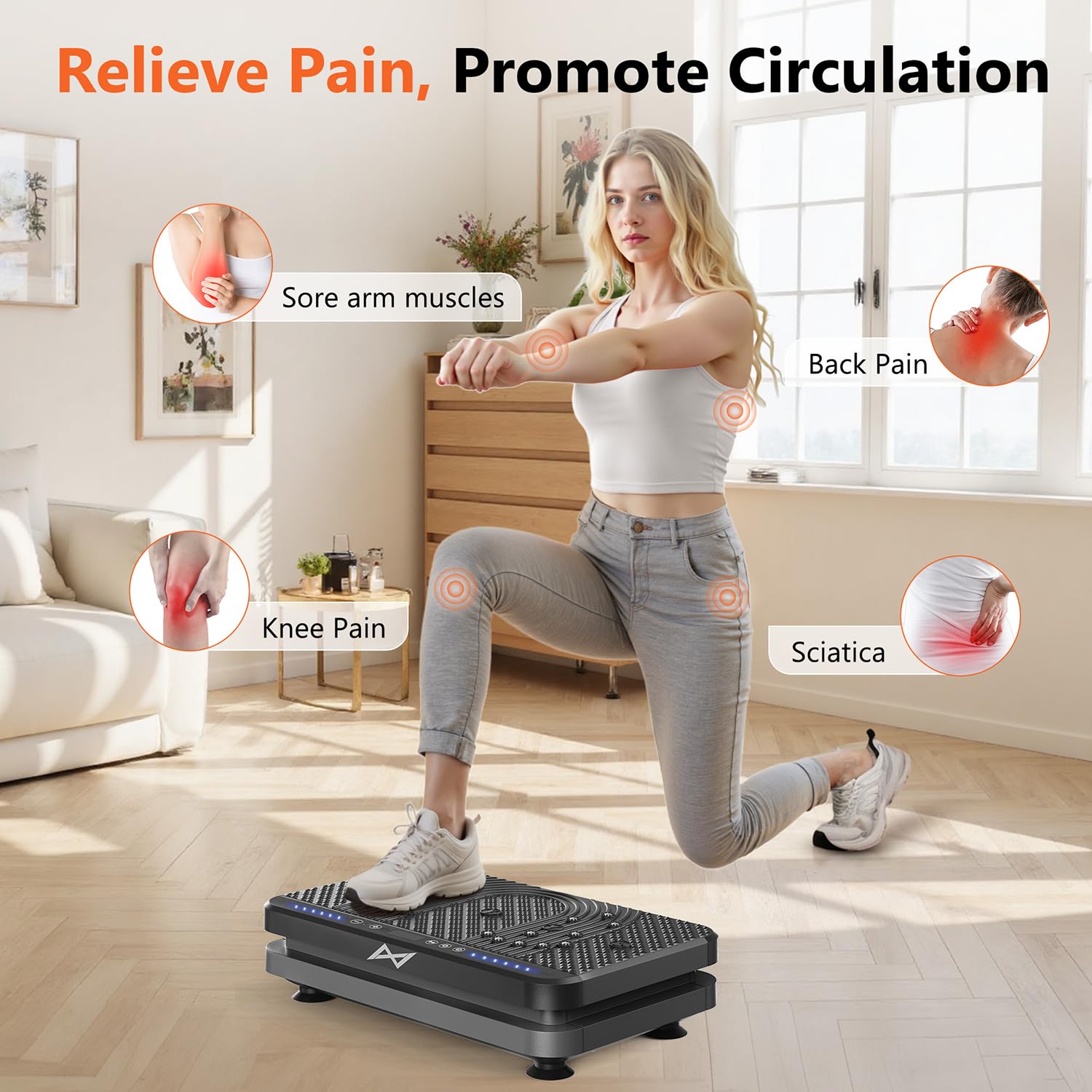 Merry & Bright  Whole Body Vibration Plate with Resistance Bands – Home Fitness & Muscle Sculpting Machine