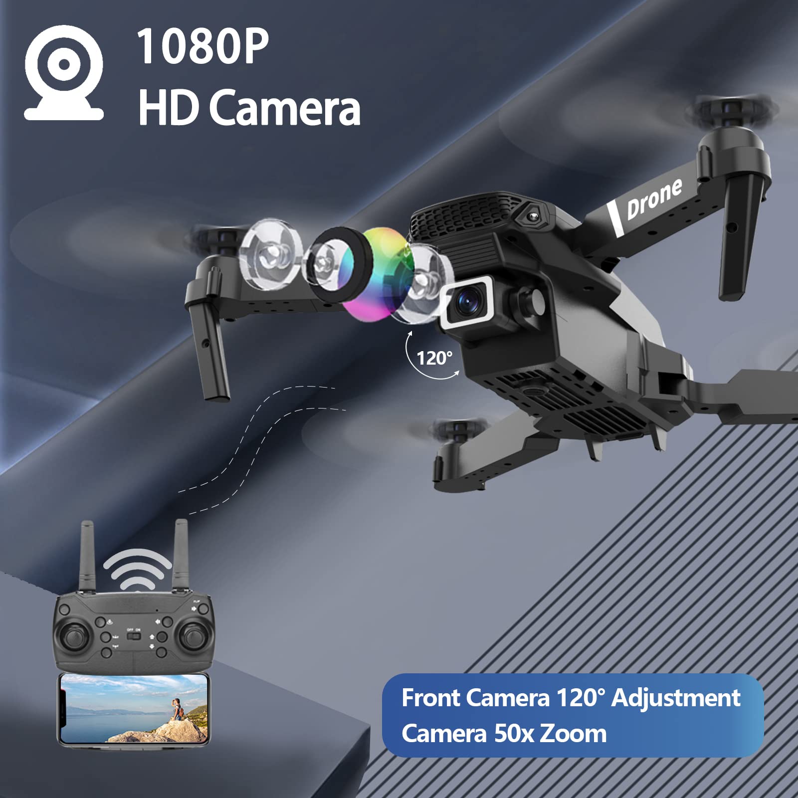 Merry & Bright: 1080P HD Foldable Drone – Dual Battery, Live Video & Carrying Case