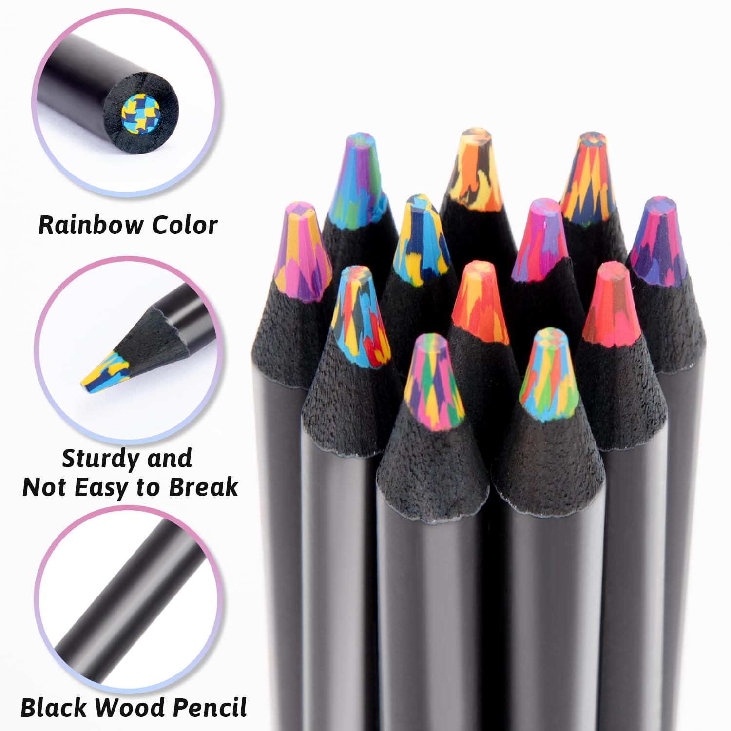 Merry & Bright 12-Color Rainbow Pencils – Creative Art Gift Set