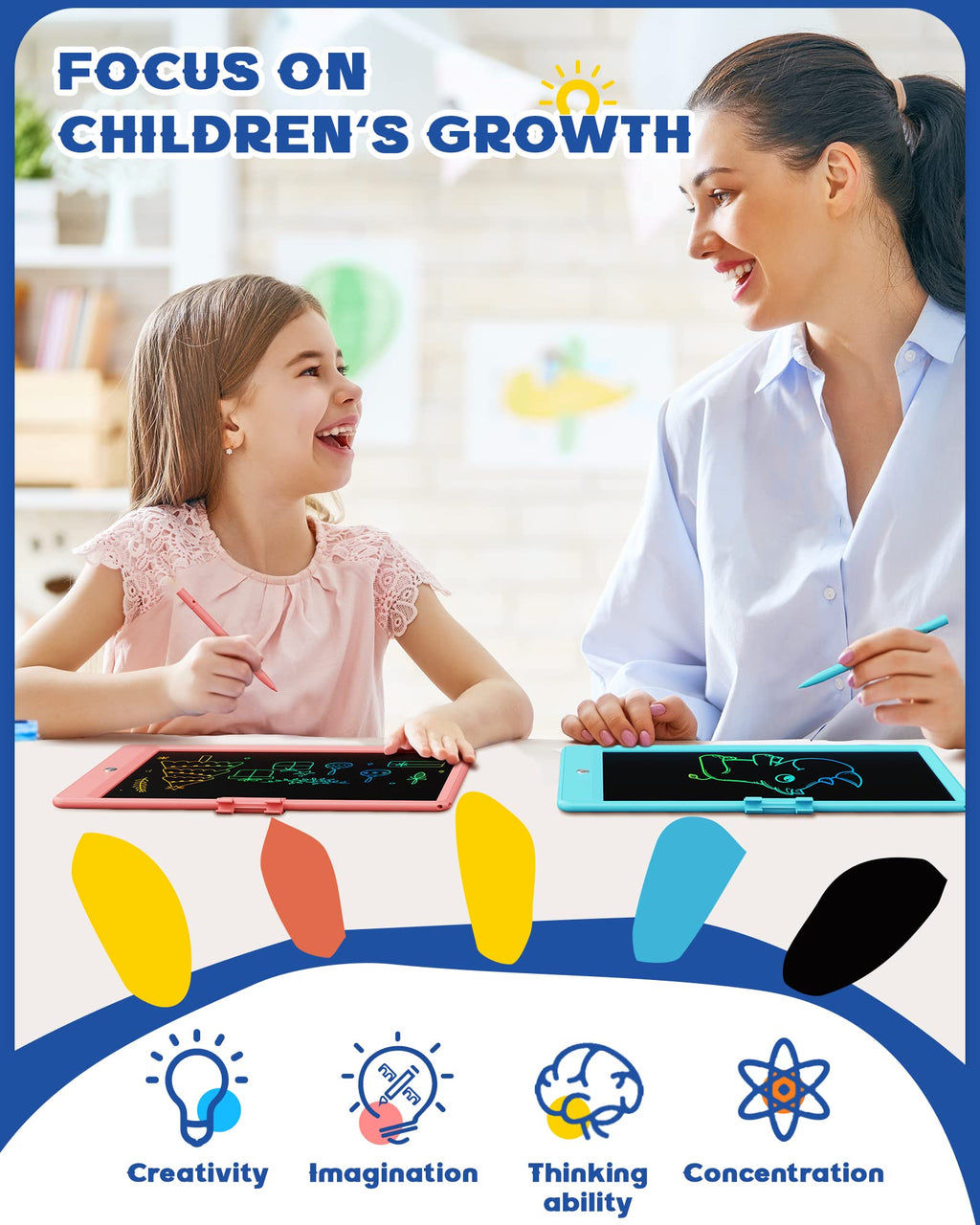 Merry & Bright LCD Writing Tablet – 10” Doodle Board for Kids Ages 3–6