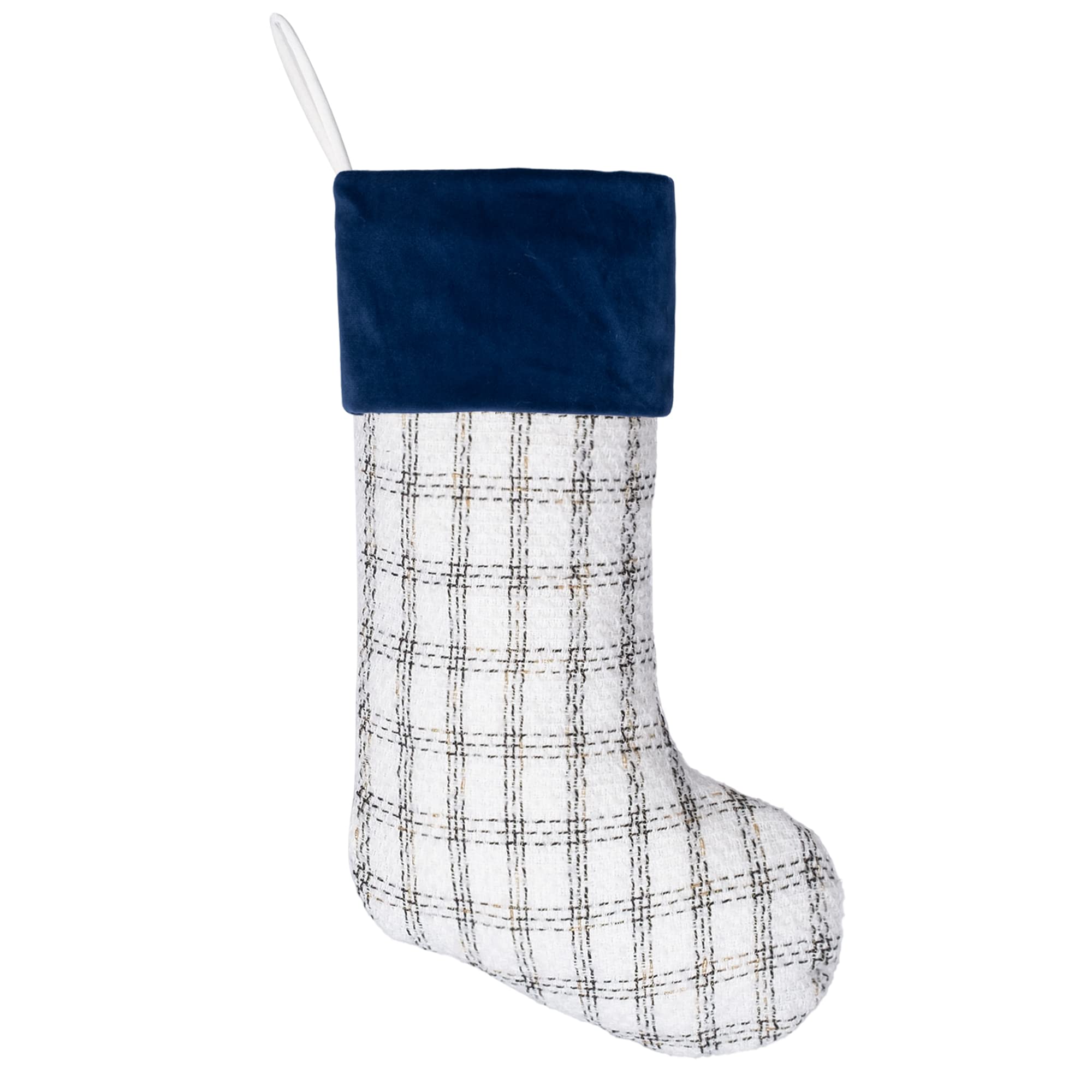 Merry & Bright Blue Plaid Christmas Stockings Set of 5 – Soft, Large Holiday Stockings for Fireplace, Tree & Home Décor