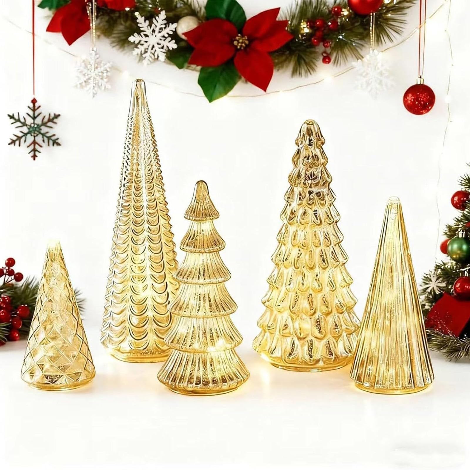 Merry & Bright: Light-Up Acrylic Christmas Tree Set (5 Pieces, 3.5”–14”)