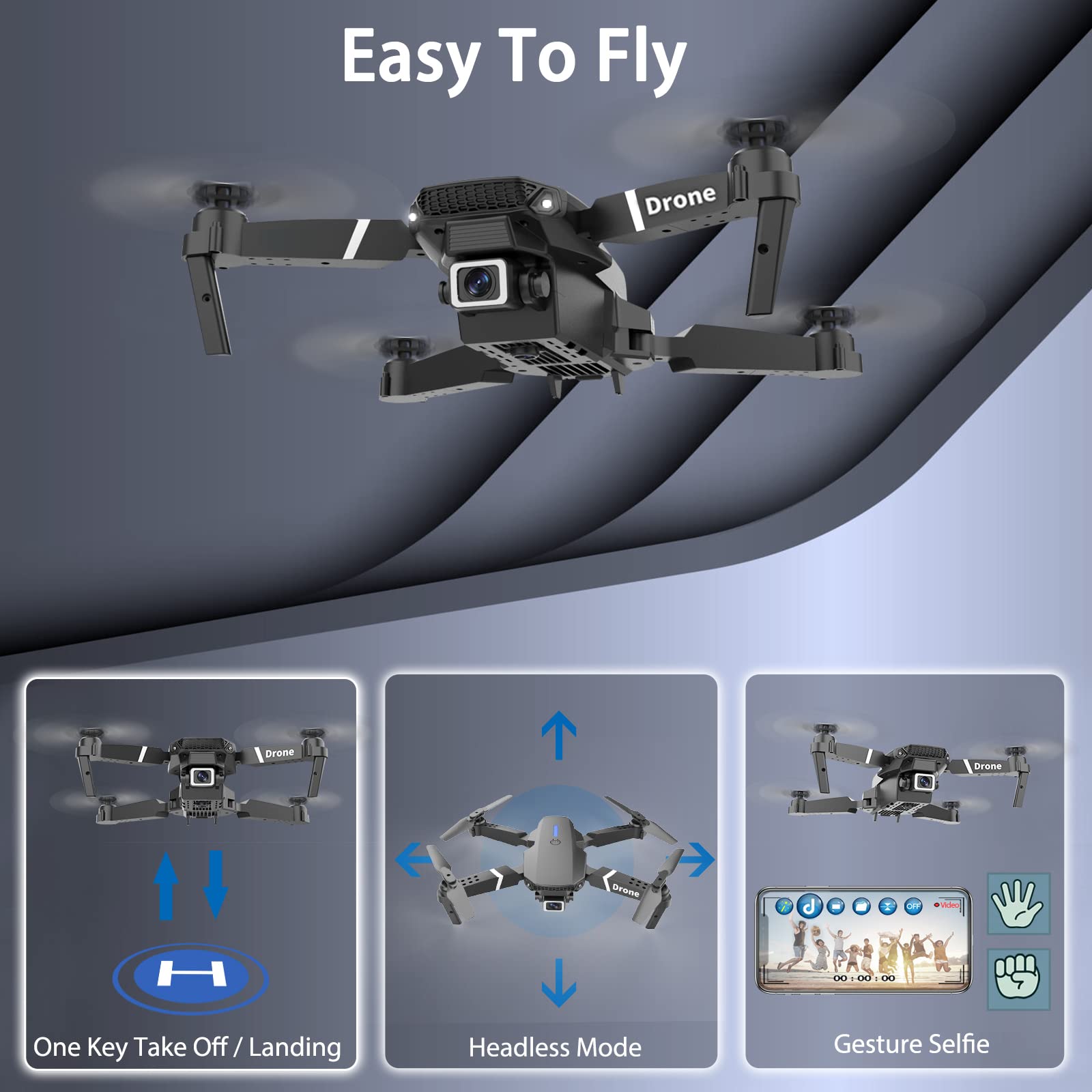 Merry & Bright: 1080P HD Foldable Drone – Dual Battery, Live Video & Carrying Case