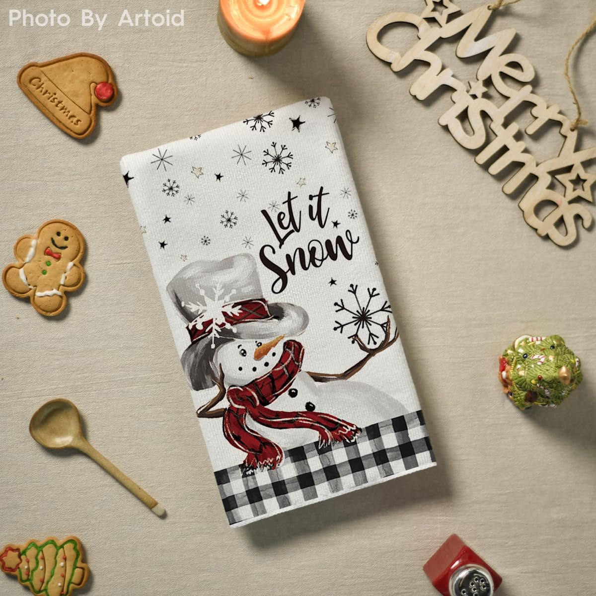 Merry & Bright: Black & Beige Christmas Kitchen Dish Towels – 2-Piece Holiday Set