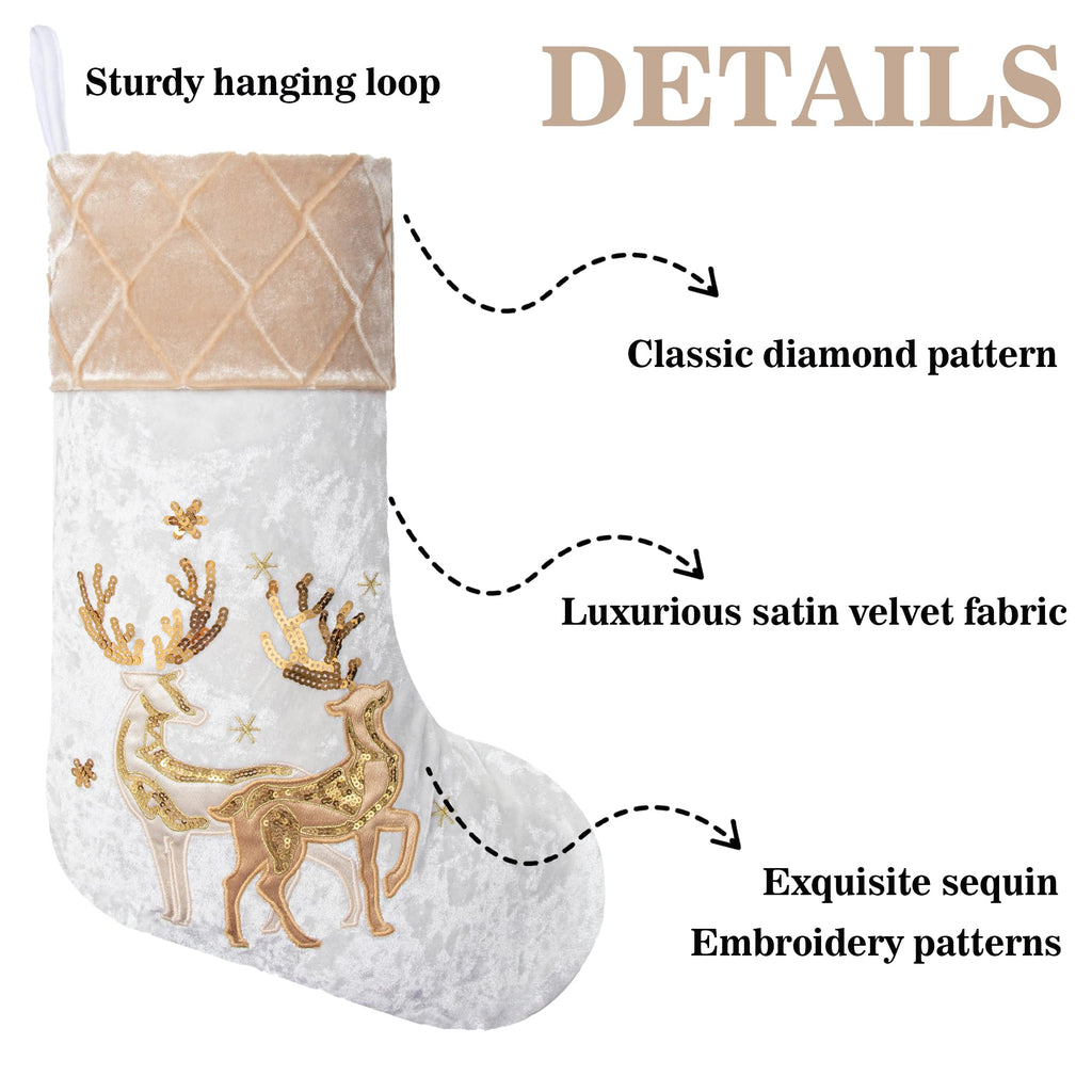 Merry & Bright New Christmas Embroidered Stockings Set of 6