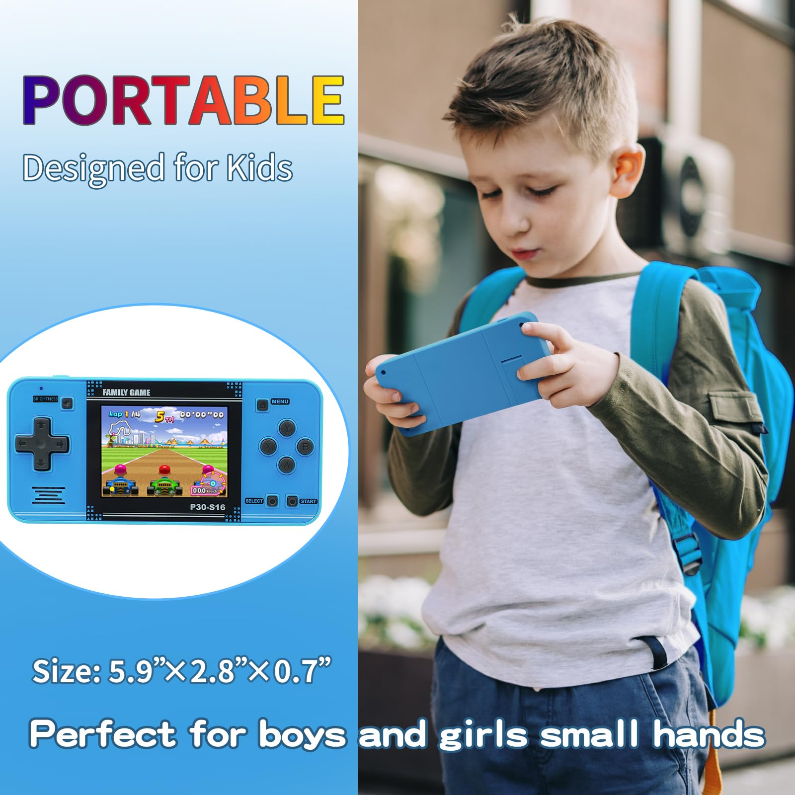 Merry and Bright Kids Handheld Retro Game Console with 220 Classic Games