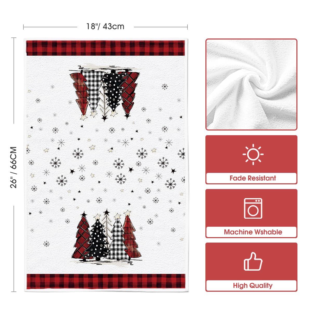Merry & Bright: Artoid Mode Red & Black Christmas Dish Towels – Set of 4