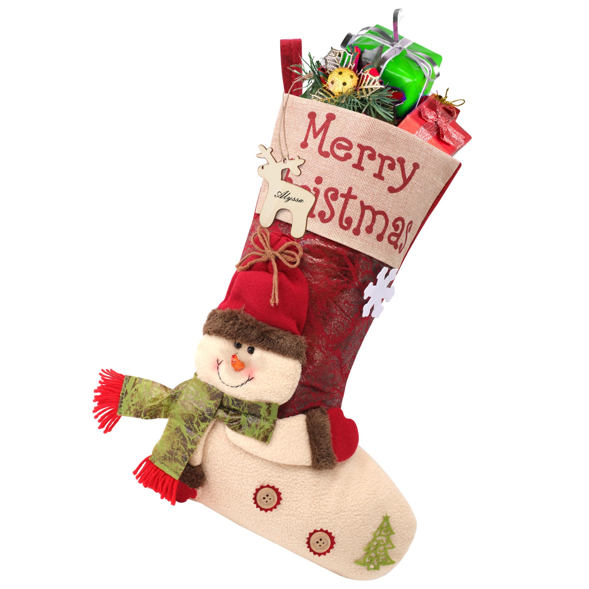 Merry & Bright Plush Christmas Stocking – Snowman Design