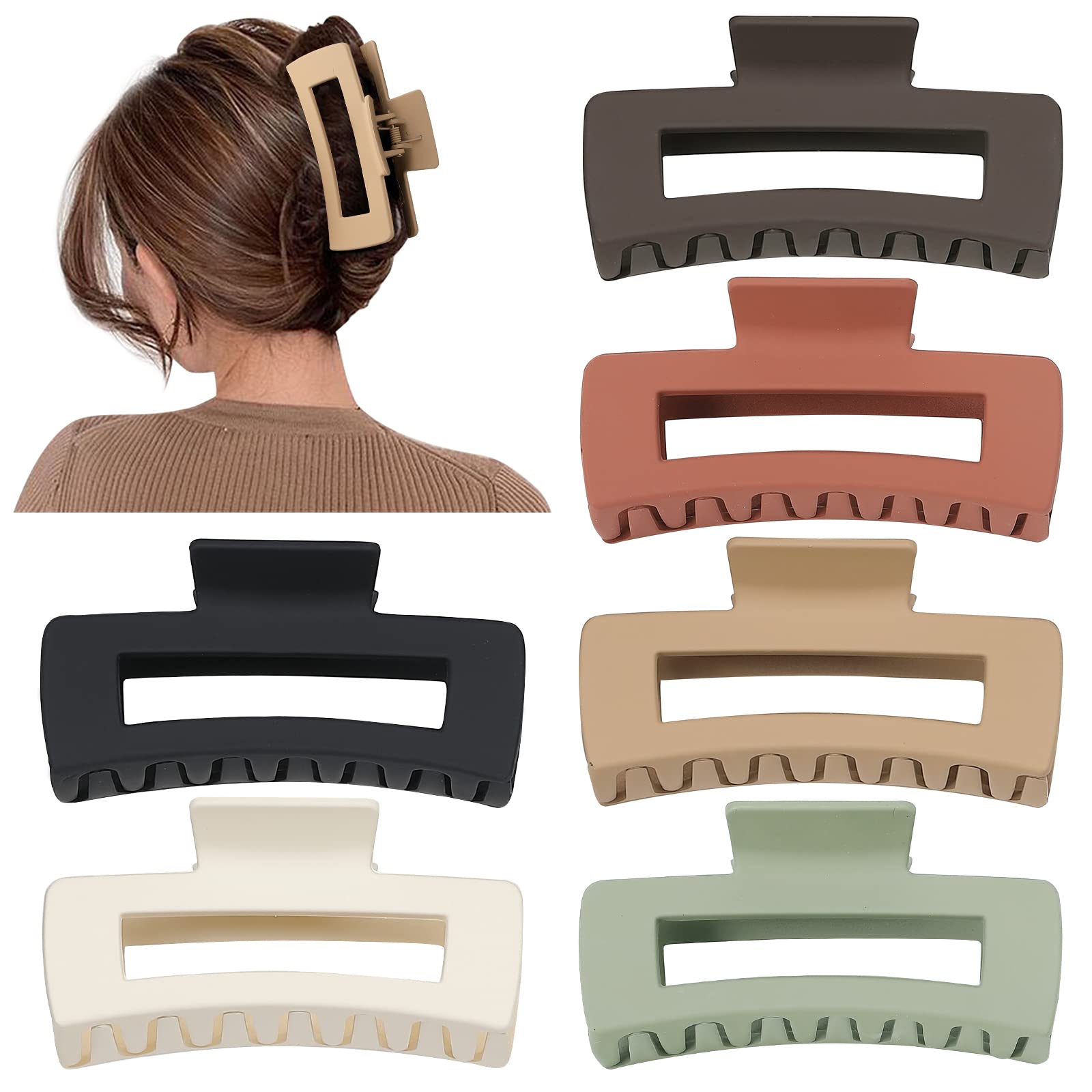 Merry & Bright 6-Pack Hair Claw Clips – Extra Large, Brown & Mixed Colors