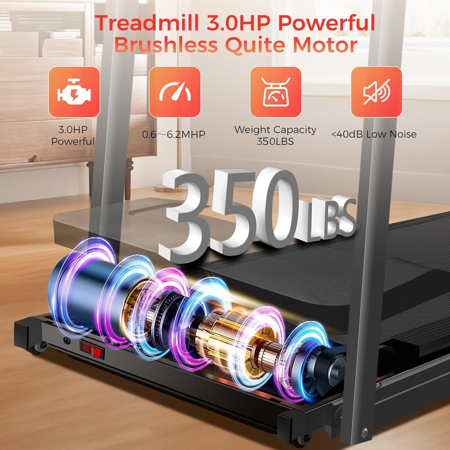 Merry & Bright: Foldable Home Treadmill – 3.0HP Quiet Walking & Running Pad