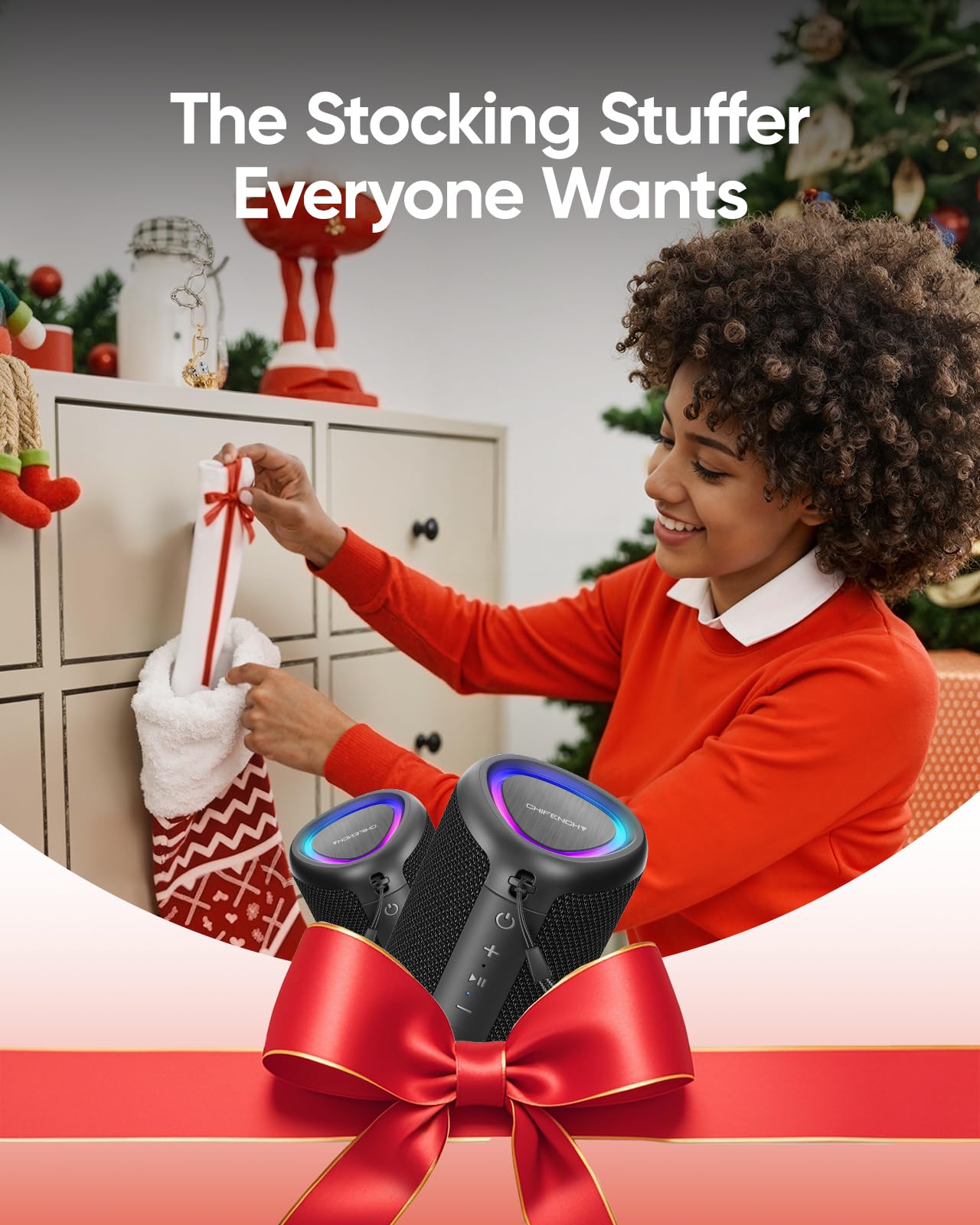 Merry & Bright Portable Bluetooth Speaker with Lights