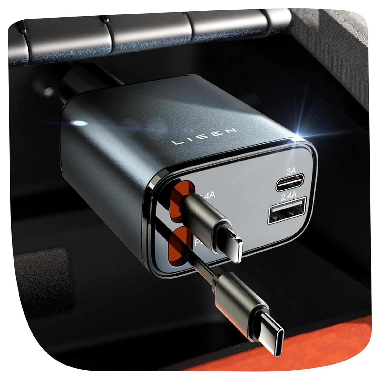 Merry & Bright Retractable Car Charger for iPhone 17, 69W