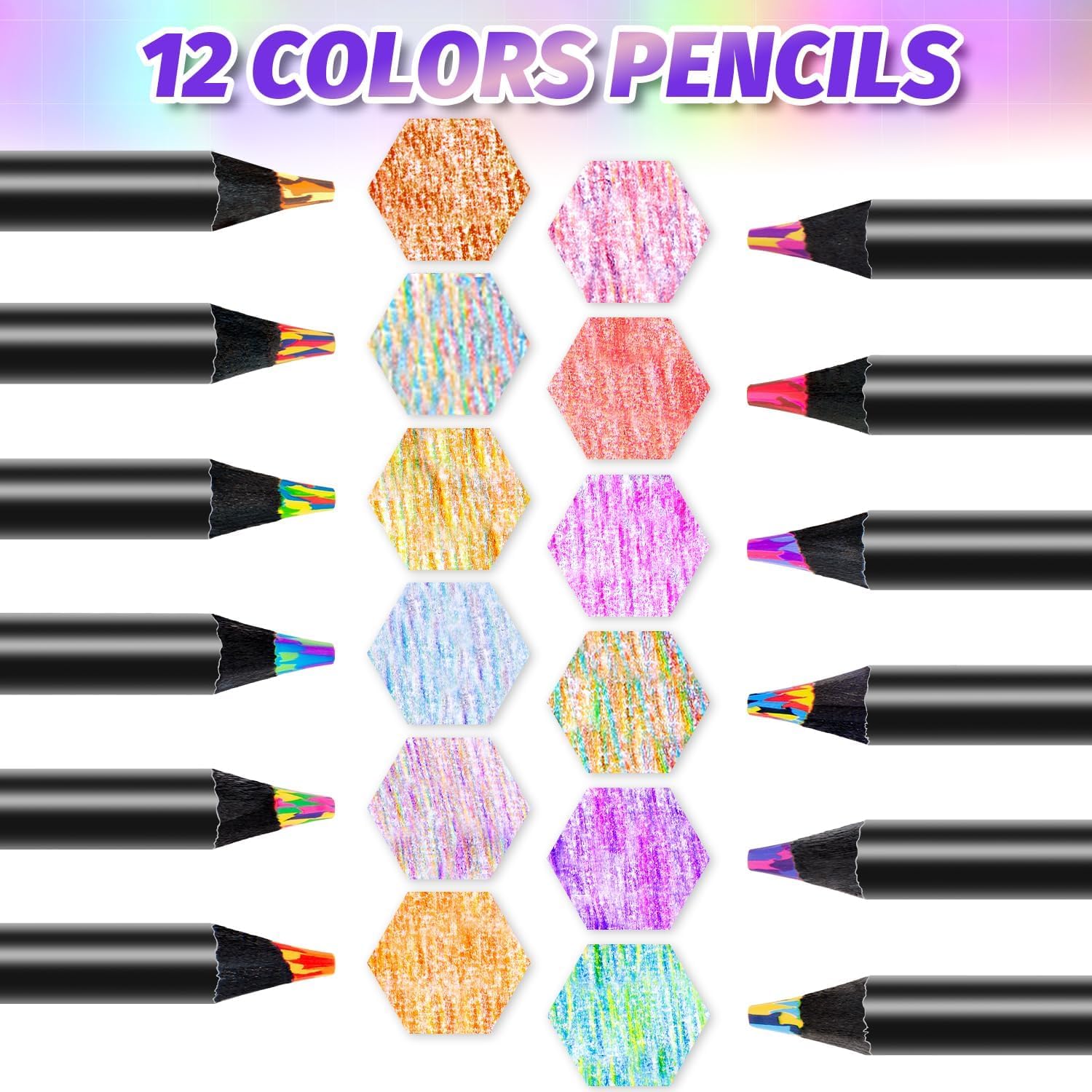 Merry & Bright 12-Color Rainbow Pencils – Creative Art Gift Set