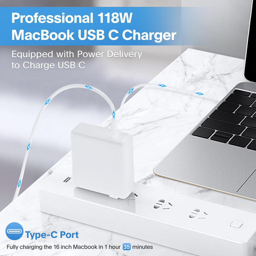 Merry & Bright Mac Book Pro Charger - 118W USB C Charger Fast Charger