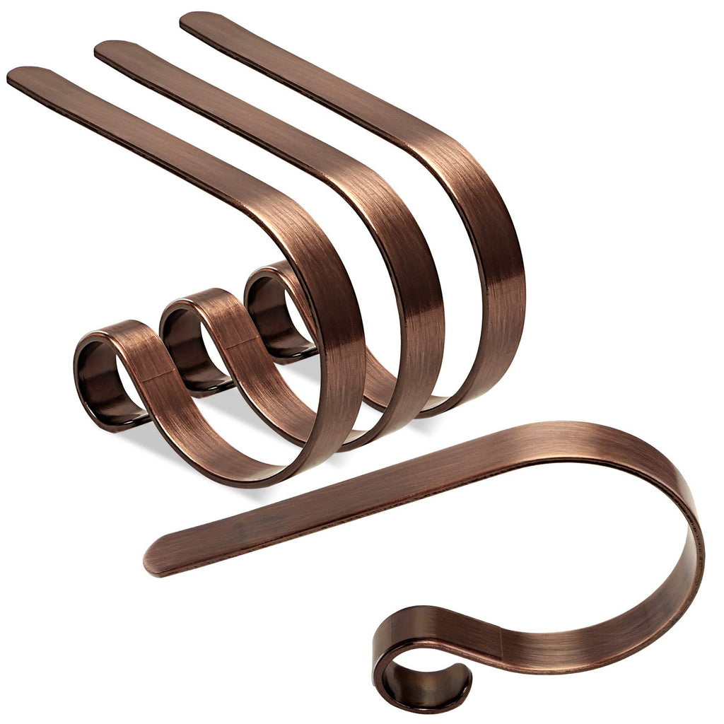 Merry & Bright Adjustable Bronze Christmas Stocking Holders for Mantel (Set of 4) – Sleek, Scratch-Free, Heavy-Duty Metal Hooks