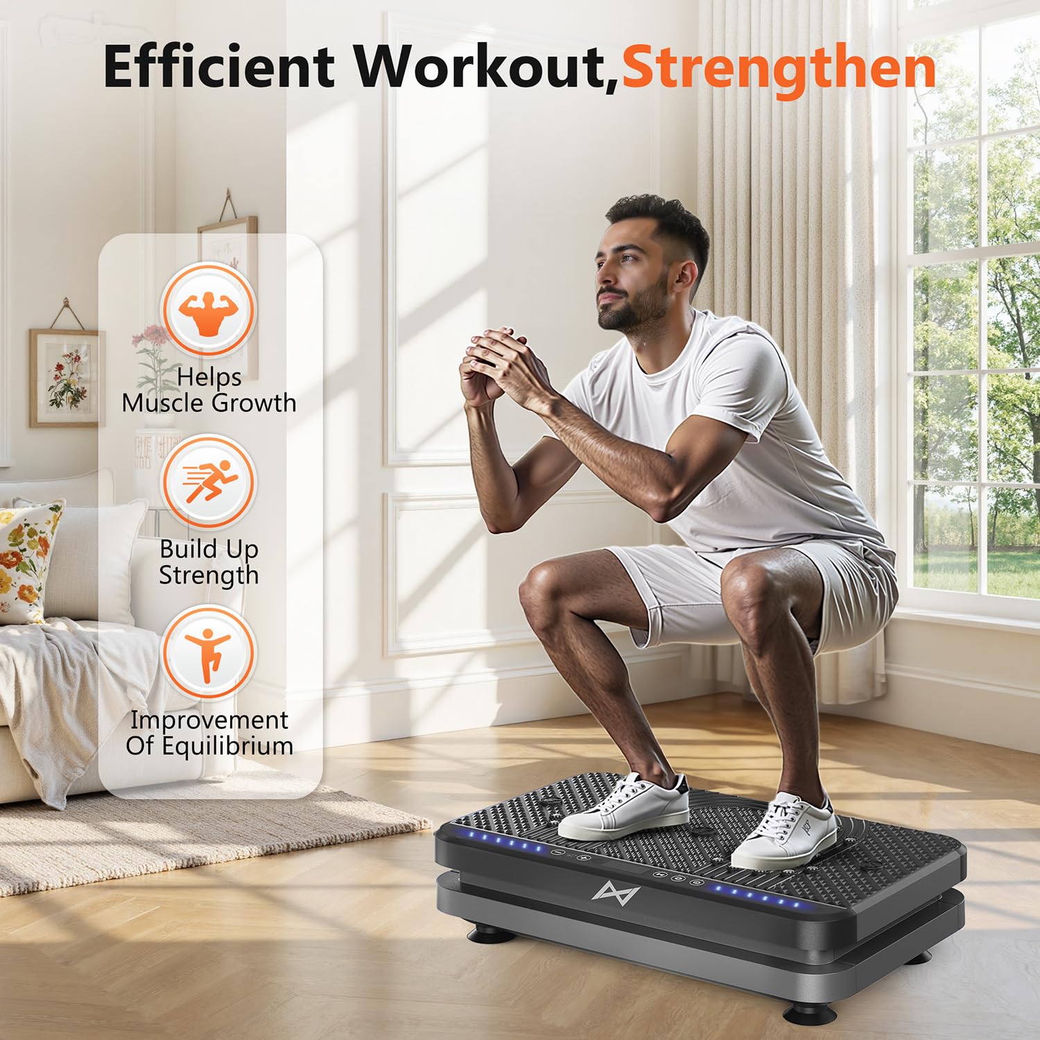 Merry & Bright  Whole Body Vibration Plate with Resistance Bands – Home Fitness & Muscle Sculpting Machine