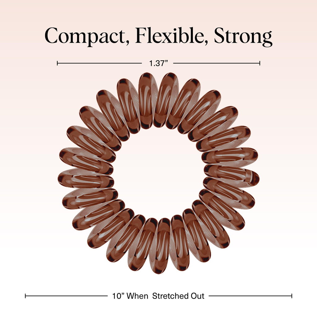 Merry & Bright  Spiral Hair Ties – 8pc Brunette Set, No Damage Hair Accessories