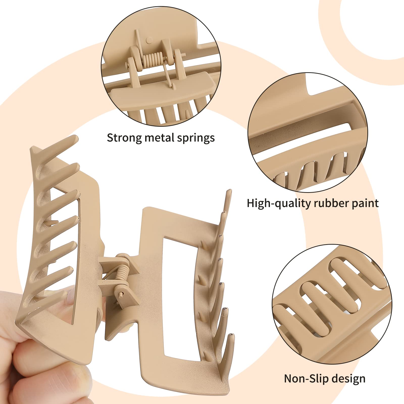 Merry & Bright 6-Pack Hair Claw Clips – Extra Large, Brown & Mixed Colors