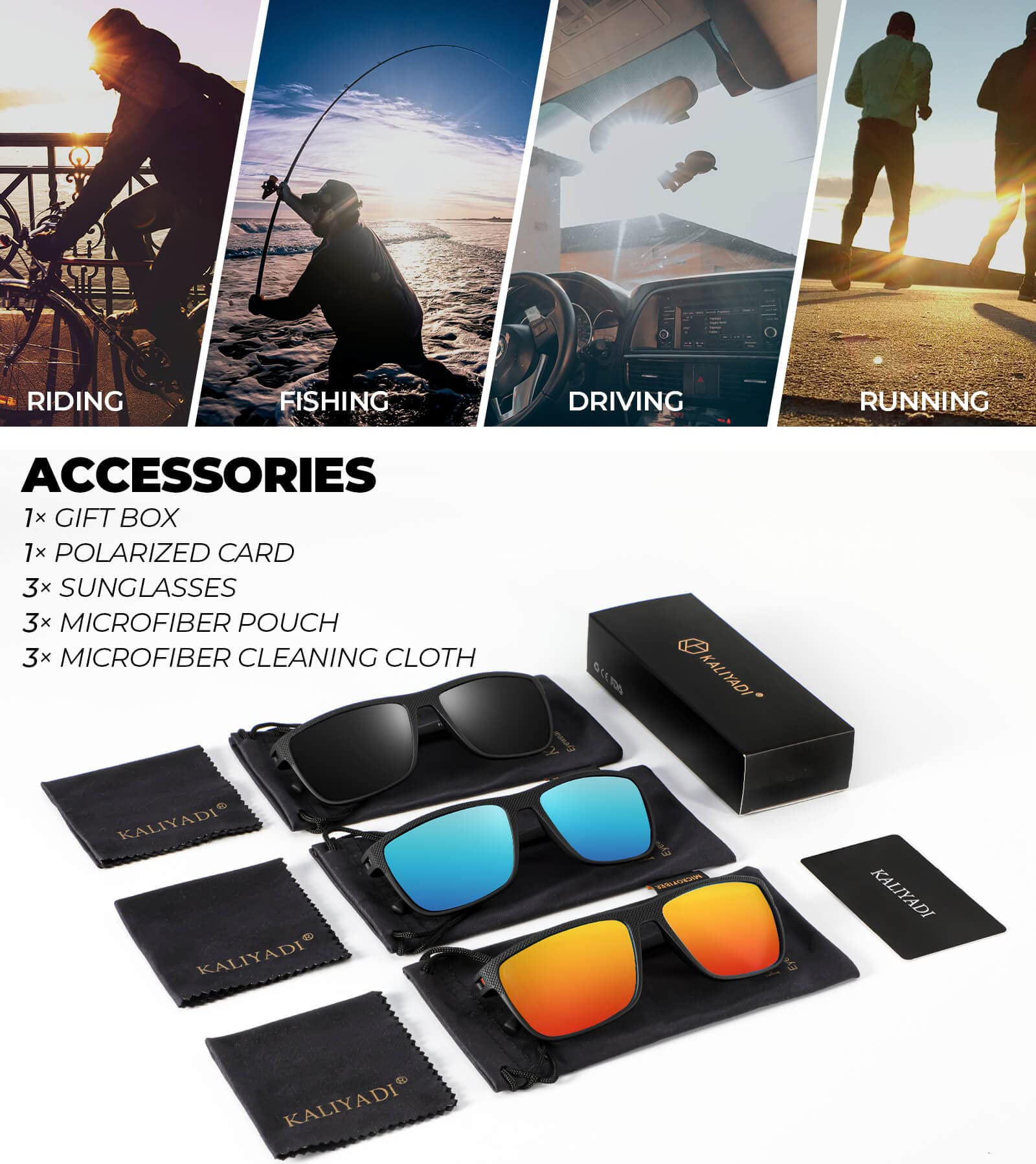 Merry & Bright Polarized Sunglasses Men 3 Pack