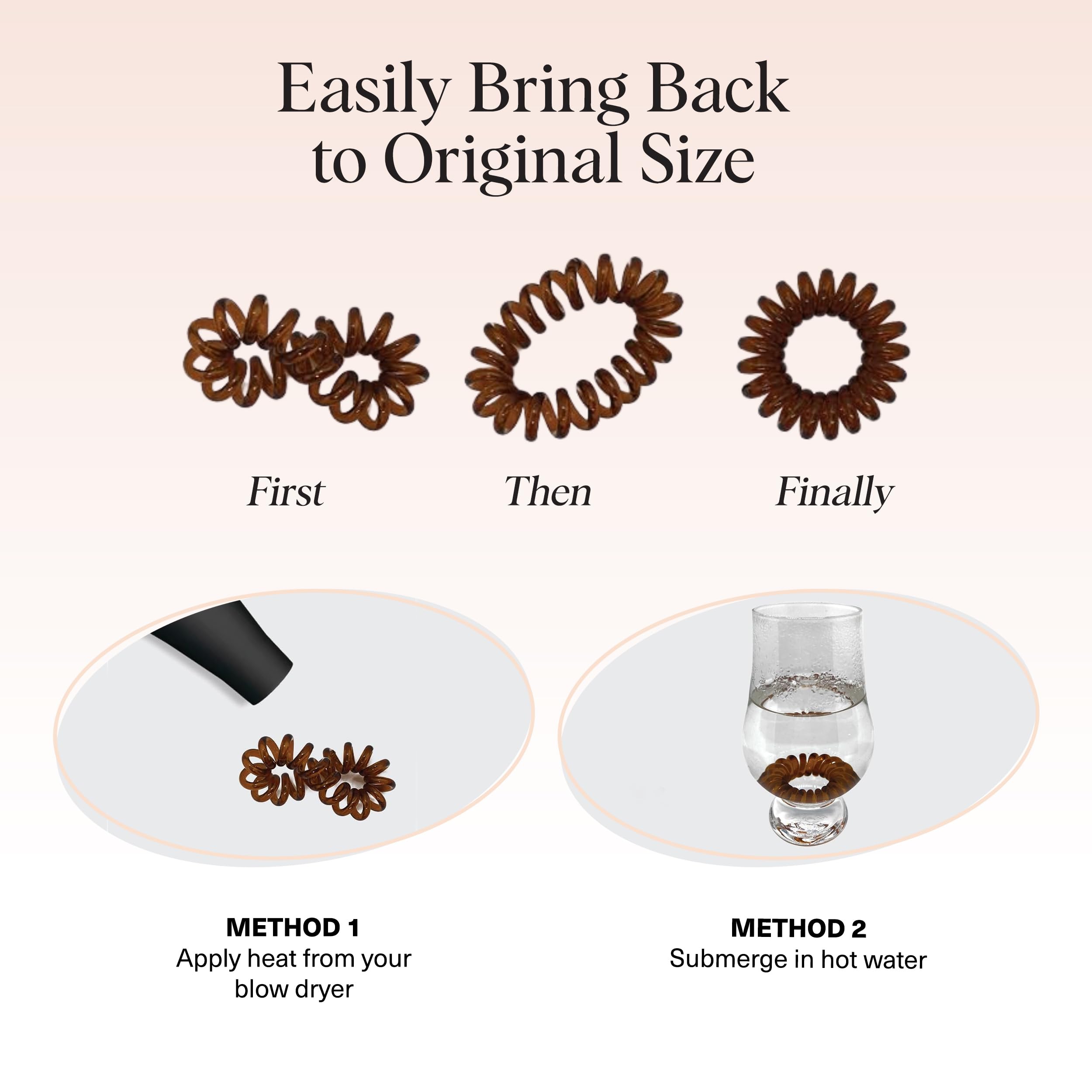 Merry & Bright  Spiral Hair Ties – 8pc Brunette Set, No Damage Hair Accessories
