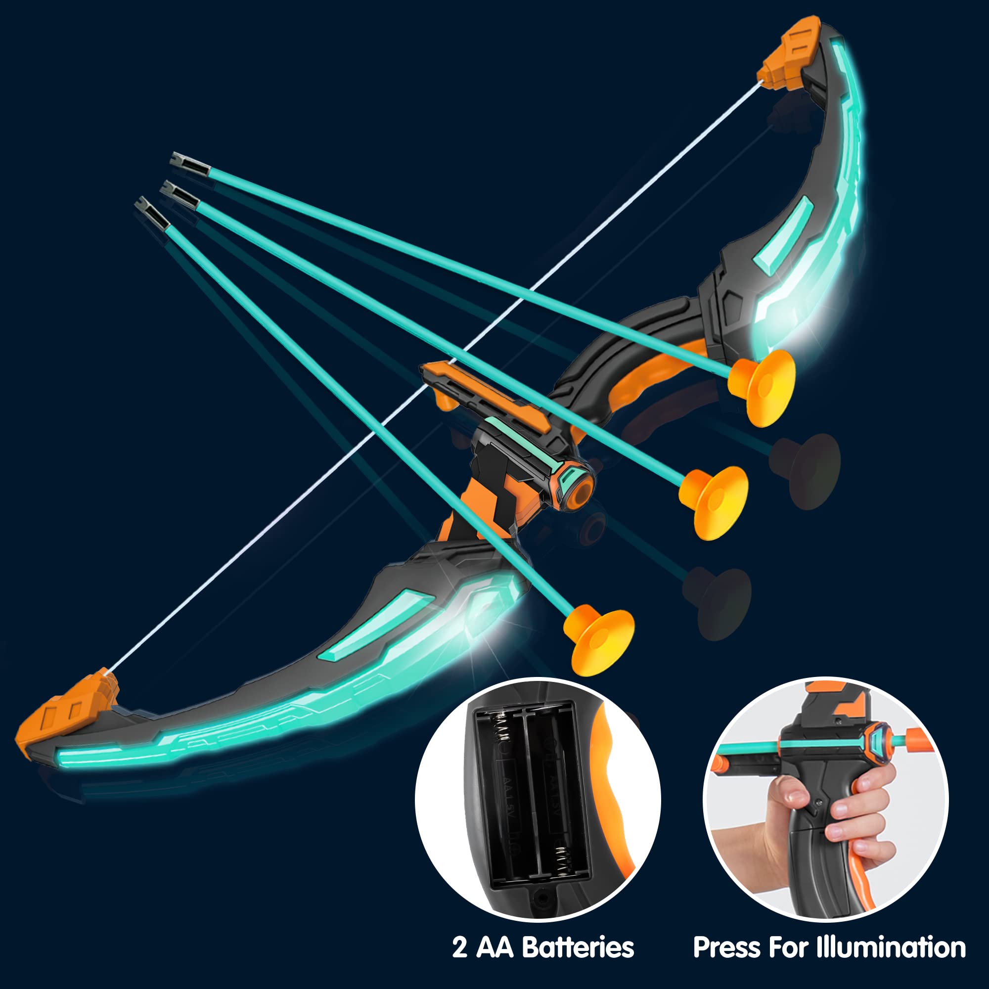 Merry and Bright Kids Archery Set – LED Bow with Suction Cup Arrows