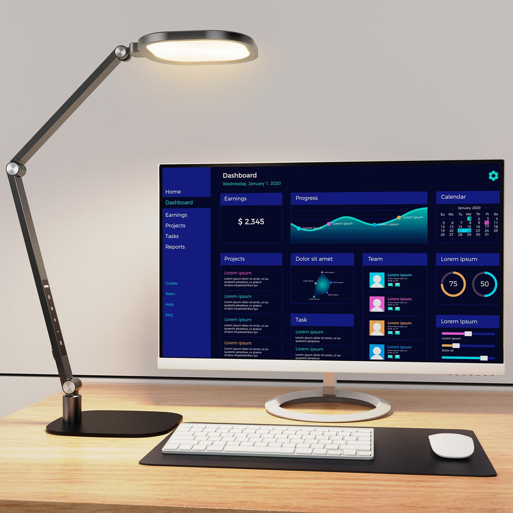 Merry & Bright  LED Desk Lamp – Adjustable Black Desktop Light with 30 Modes