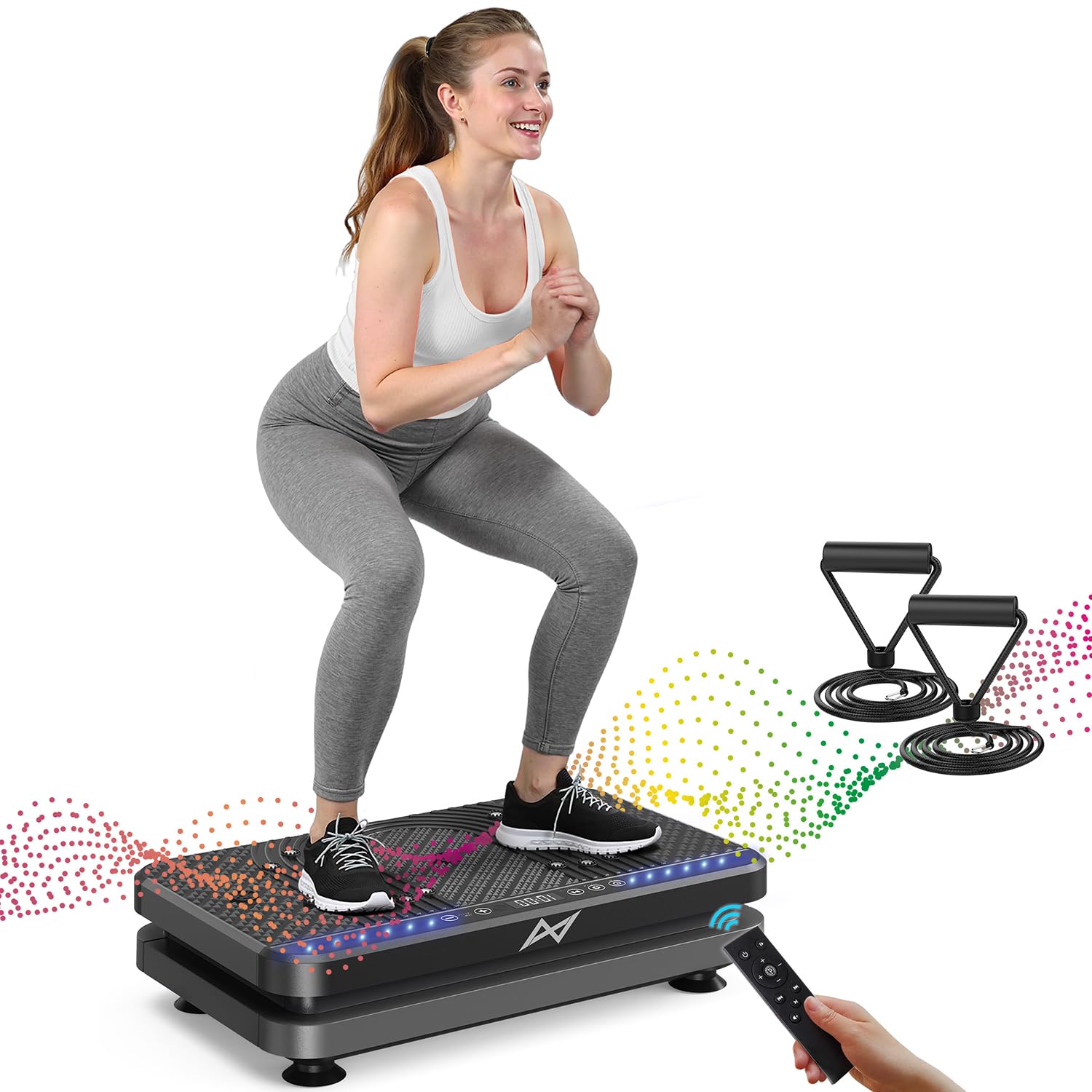 Merry & Bright  Whole Body Vibration Plate with Resistance Bands – Home Fitness & Muscle Sculpting Machine